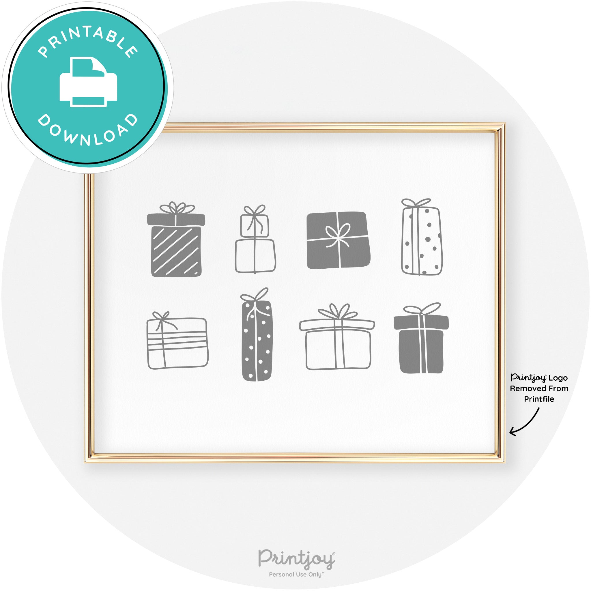 Presents Christmas Gifts Cute Modern Chic Wall Art Free Printable - Printjoy