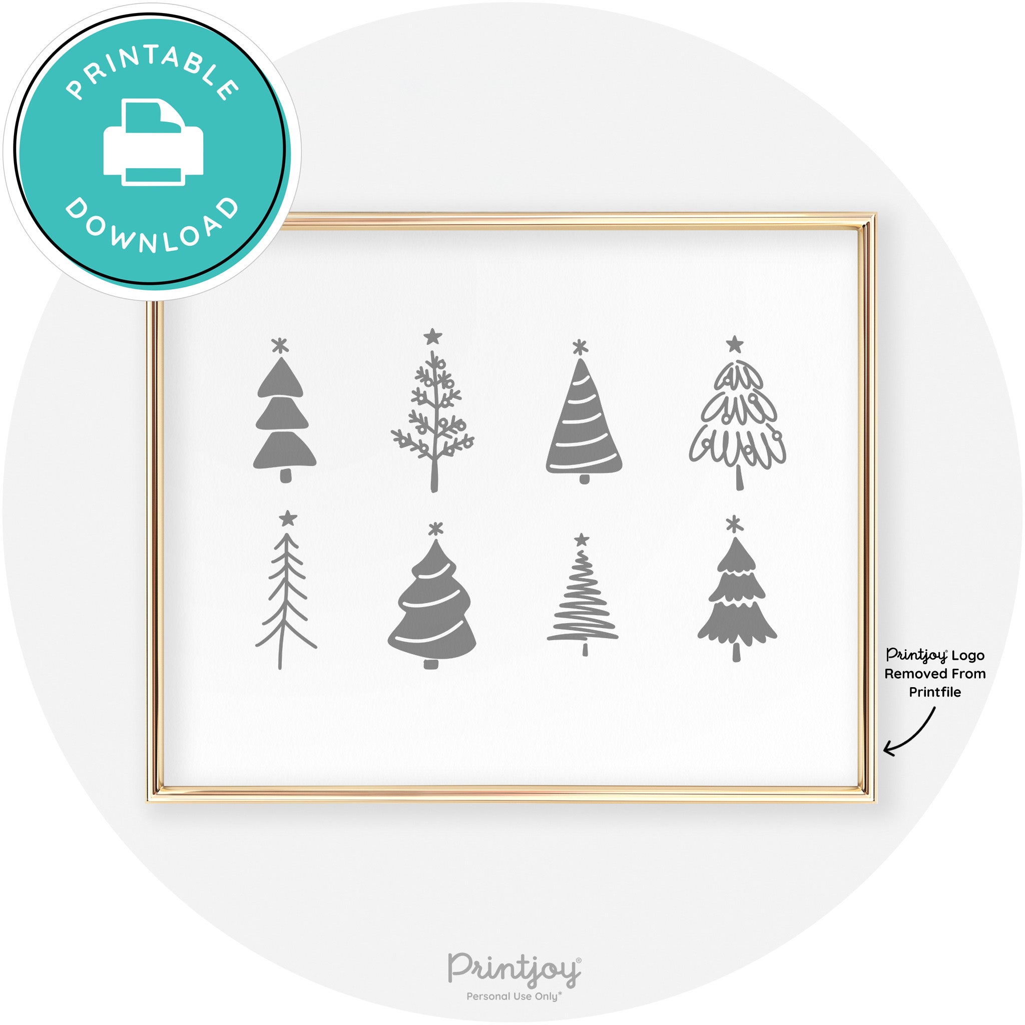 Christmas Trees Cute Modern Chic Wall Art Decor Free Printable - Printjoy