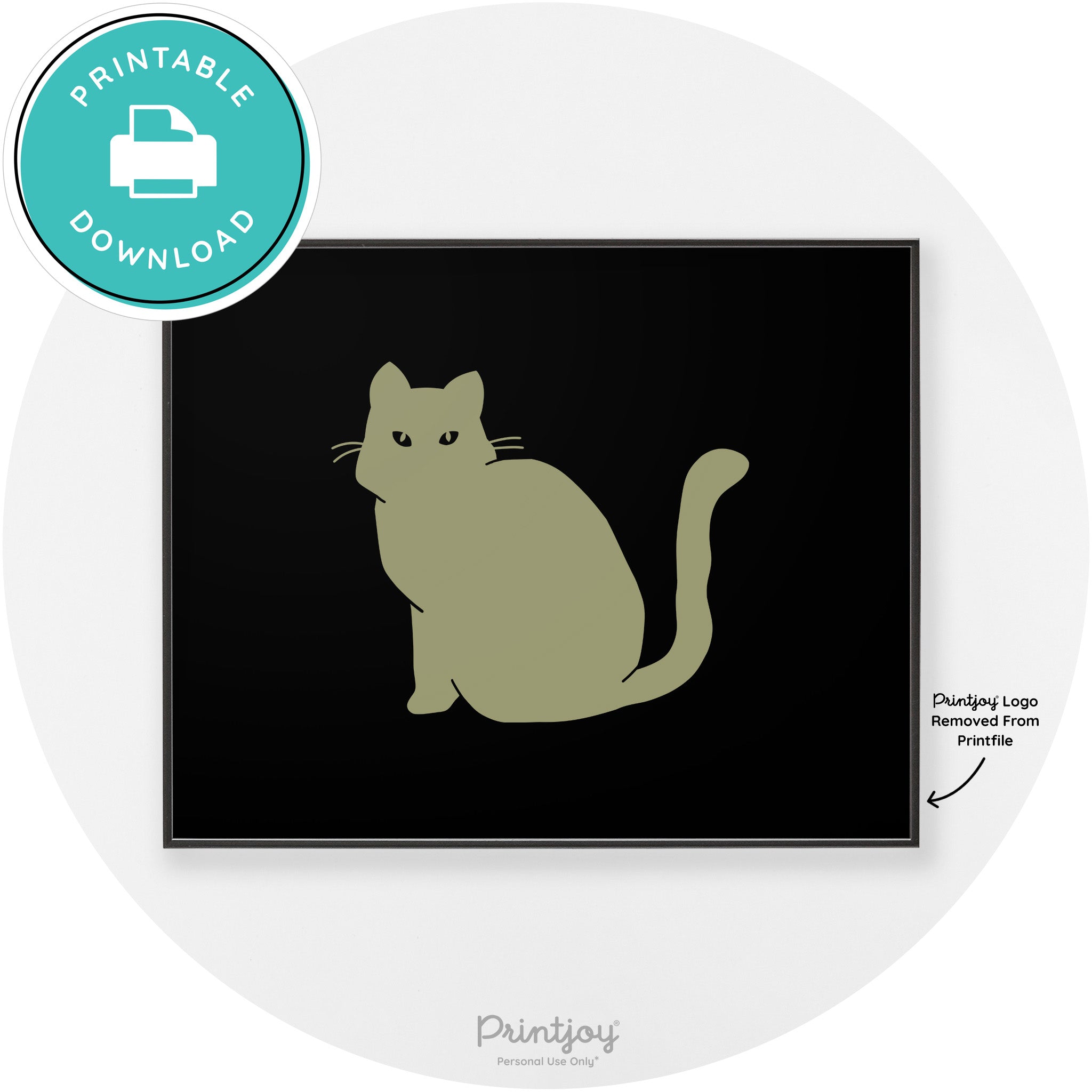 Halloween Spooky Cat Modern Chic Wall Art Decor Printable - Printjoy