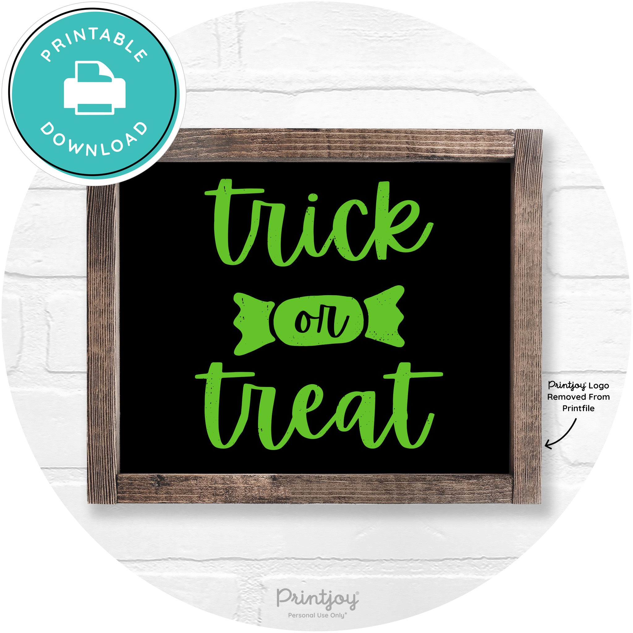Trick Or Treat Halloween Rustic Farmhouse Wall Art Free Printable - Printjoy