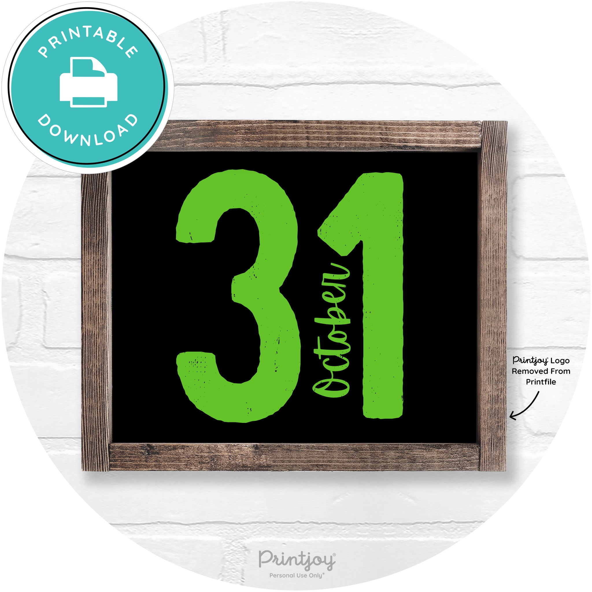 October 31 Halloween Rustic Farmhouse Wall Art Free Printable - Printjoy