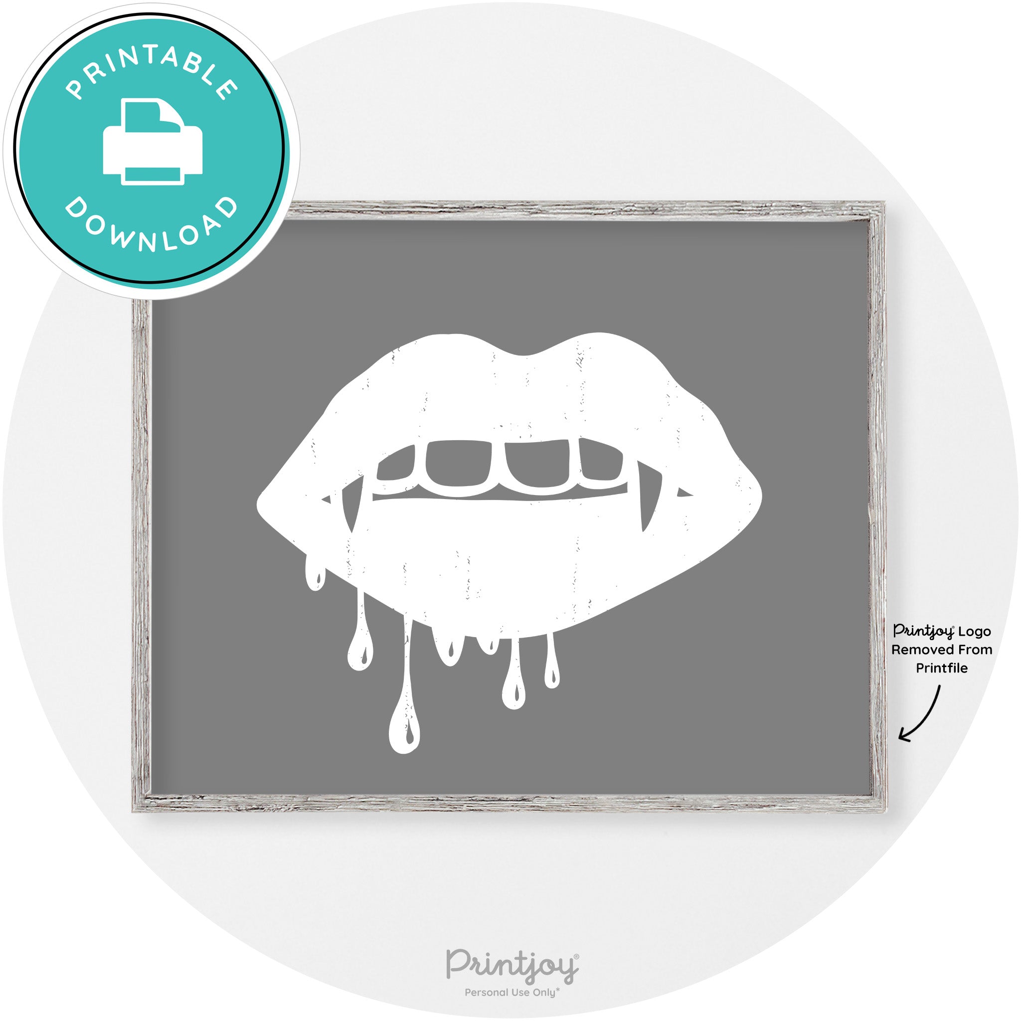 Dracula Fangs Teeth Modern Vintage Halloween Wall Art Free Printable - Printjoy