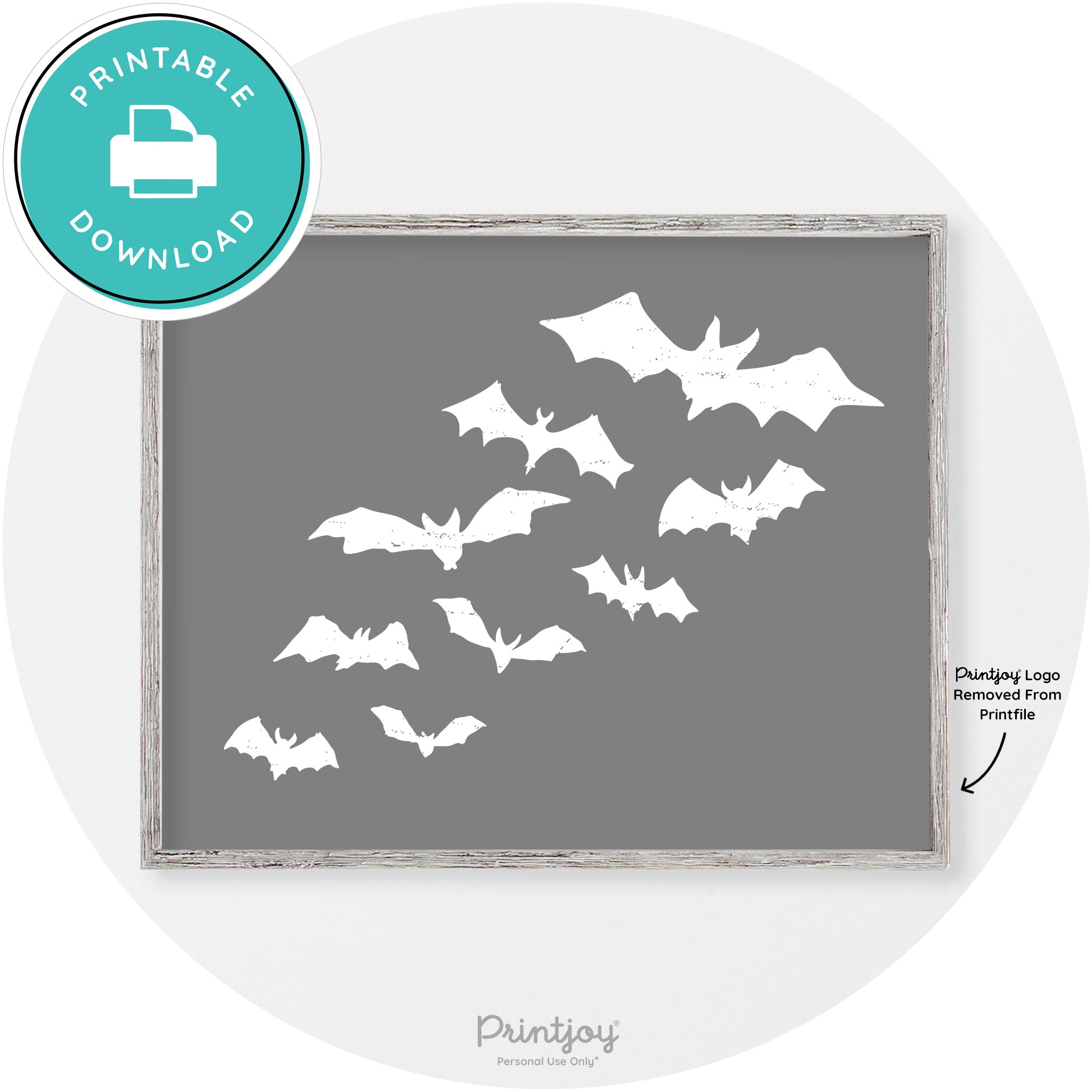 Halloween Bats Silhouette Modern Vintage Wall Art Free Printable - Printjoy
