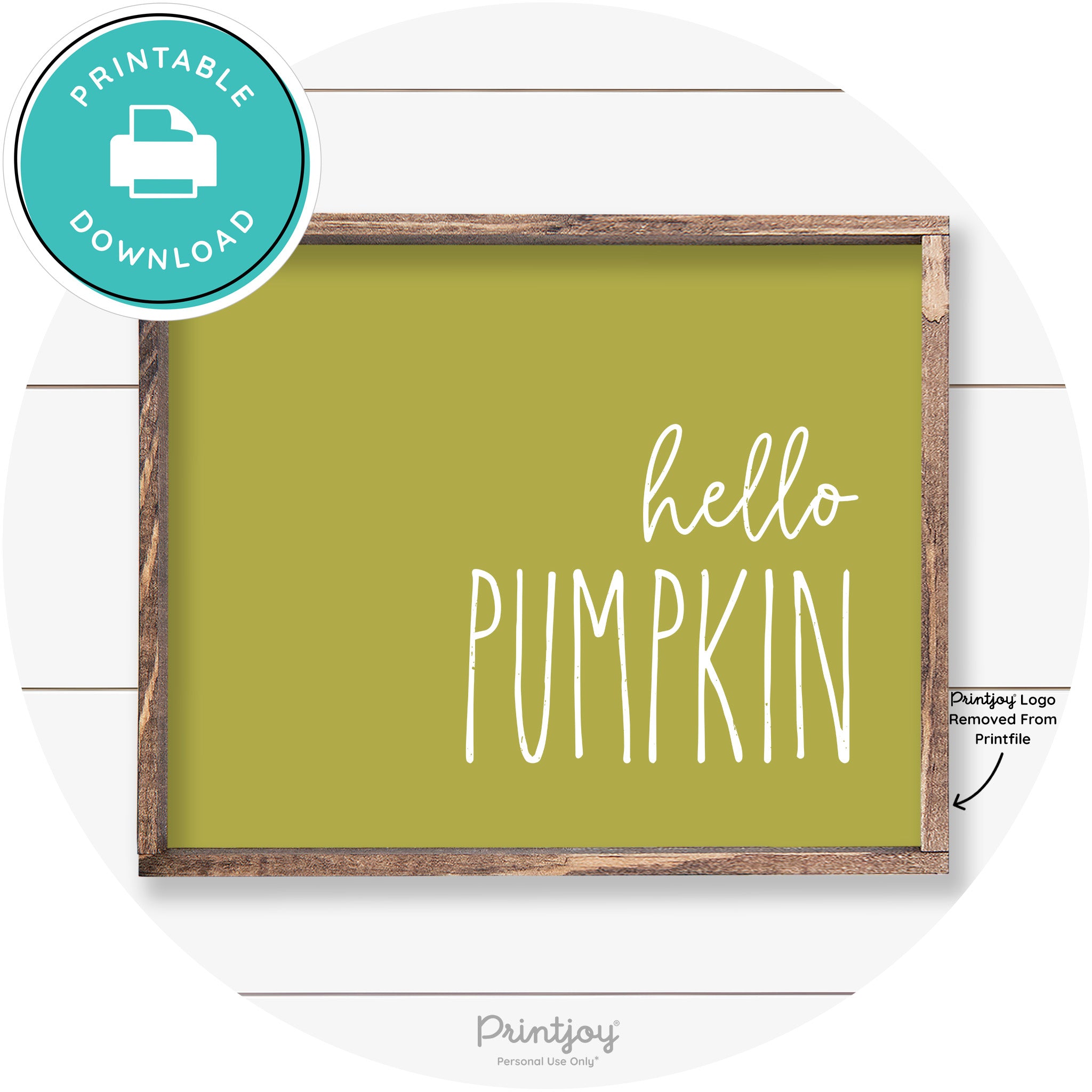 Hello Pumpkin Cute Fun Simple Farmhouse Wall Art Free Printable - Printjoy