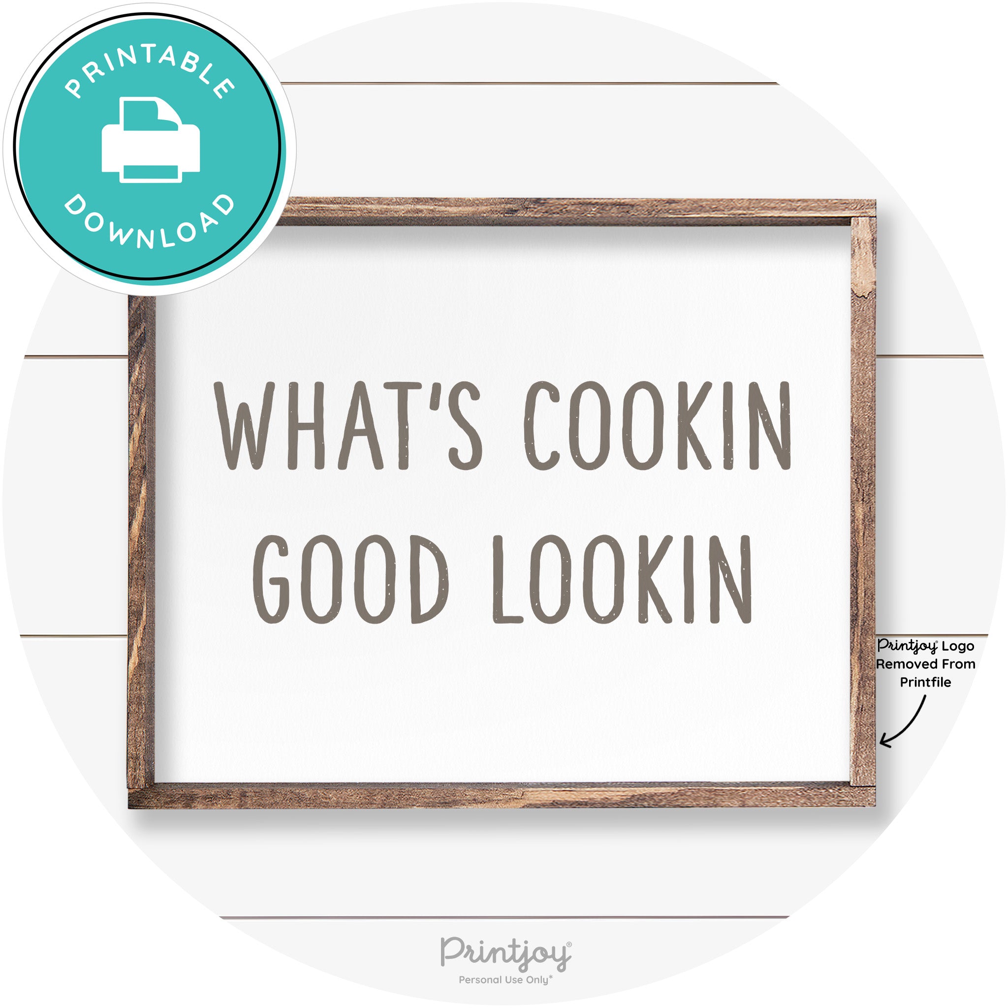 What's Cookin Good Lookin Farmhouse Kitchen Wall Art Free Printable - Printjoy