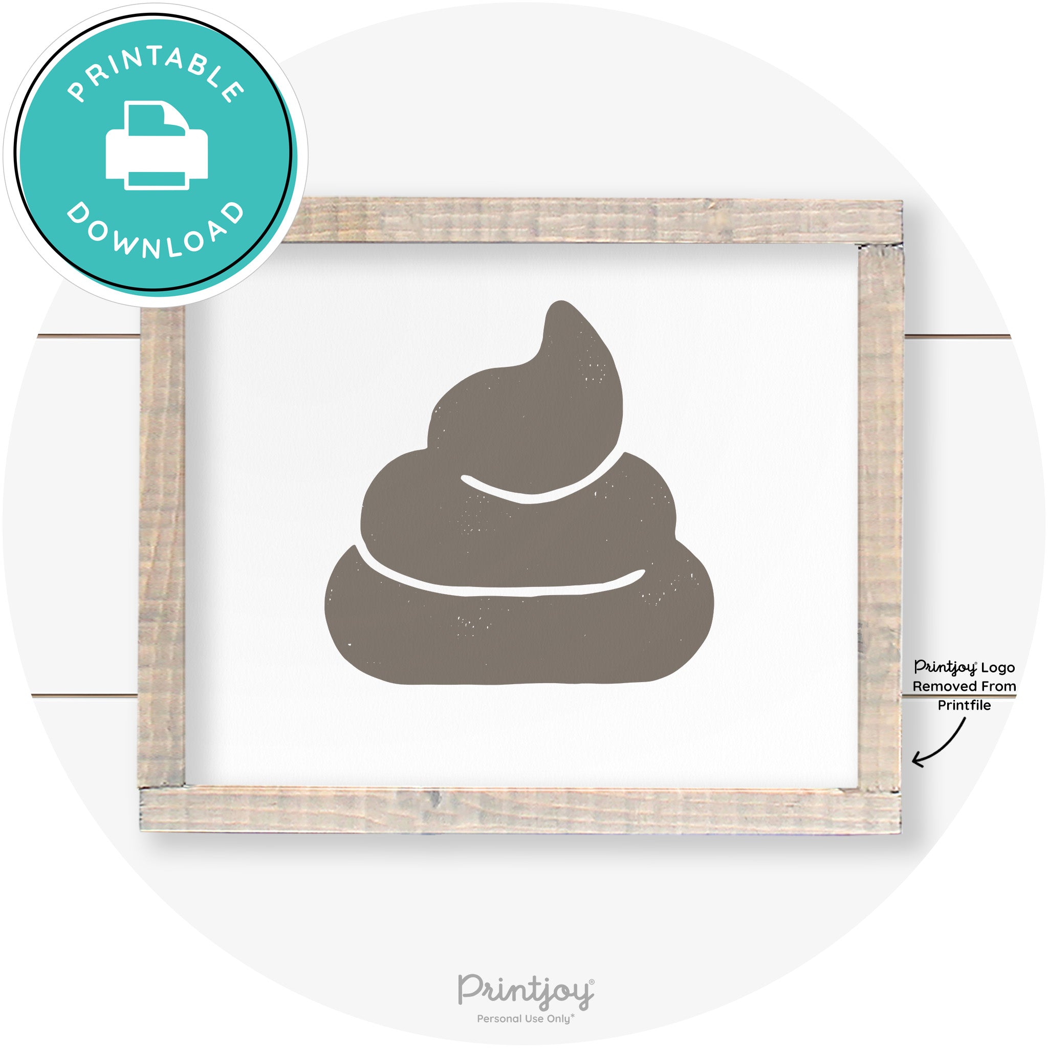 Poop Emoji Silhouette Funny Bathroom Sign Wall Art Free Printable - Printjoy