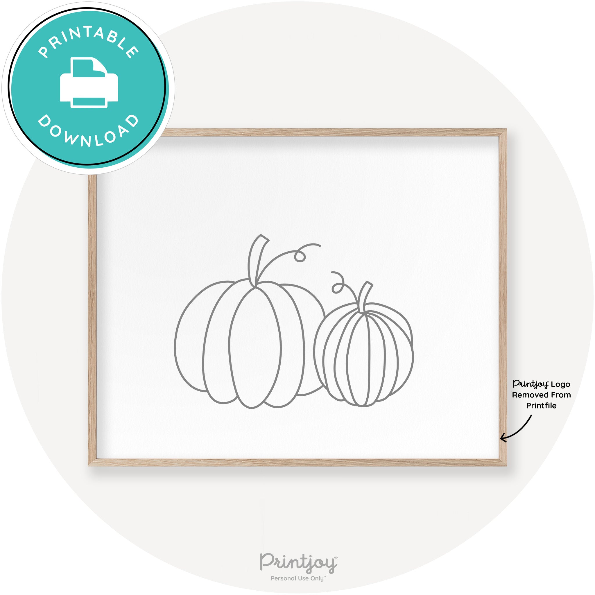 Pumpkin Pair Line Art Cute Fall Modern Chic Wall Art Printable - Printjoy