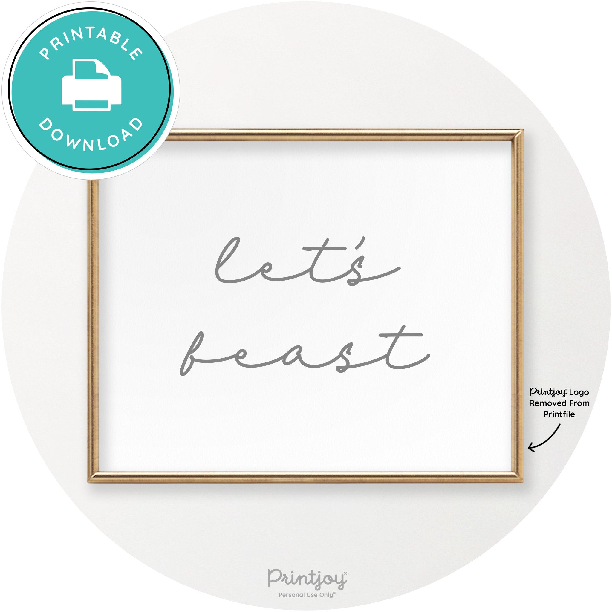 Let's Feast Cute Thanksgiving Modern Chic Wall Art Printable - Printjoy