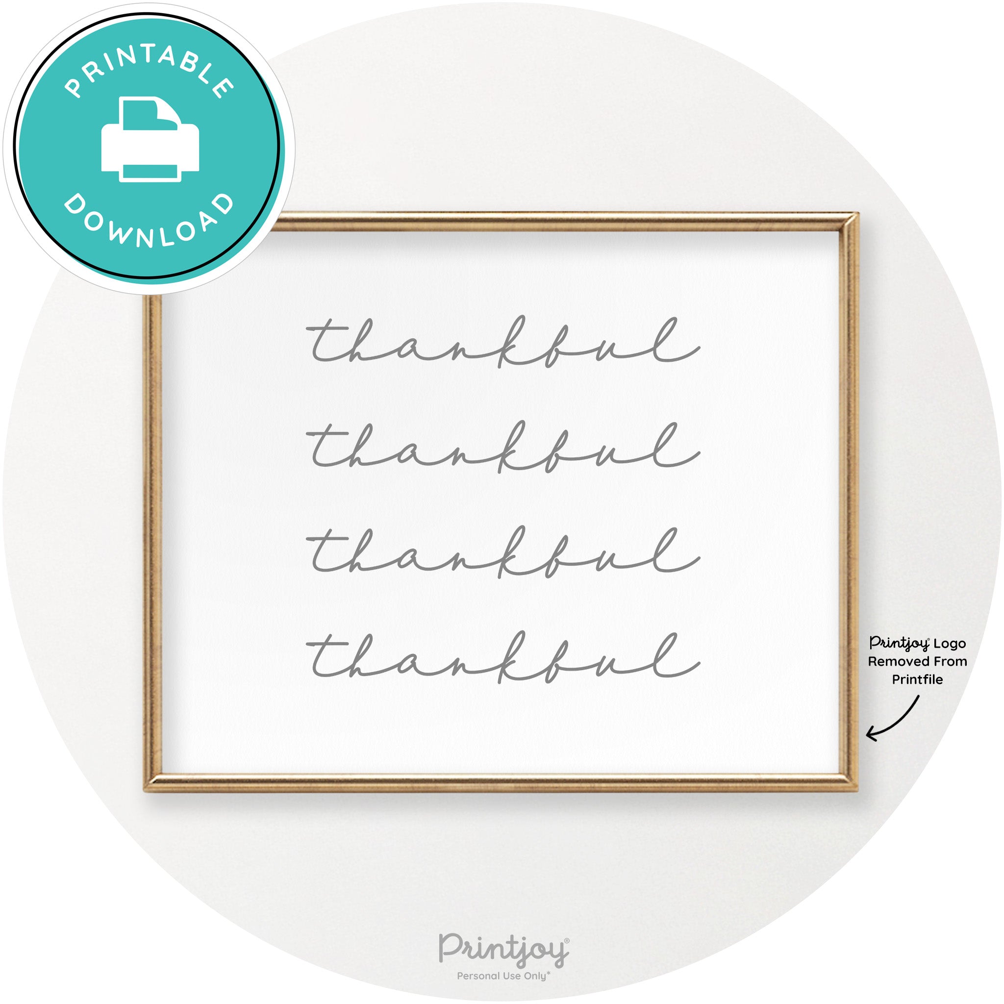 Thankful Pattern Cute Thanksgiving Modern Chic Wall Art Printable - Printjoy