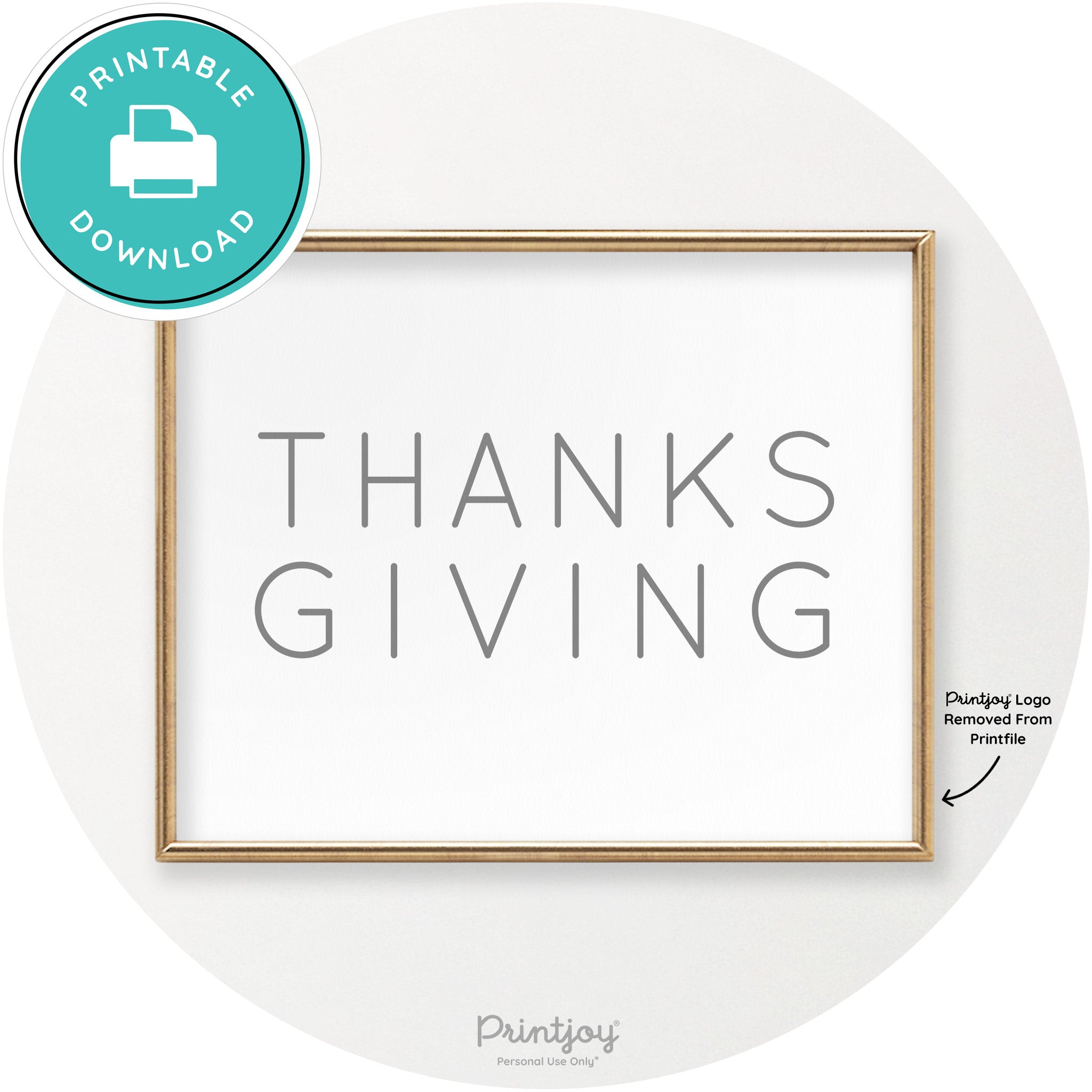 Thanksgiving Cute Typography Modern Chic Wall Art Printable - Printjoy