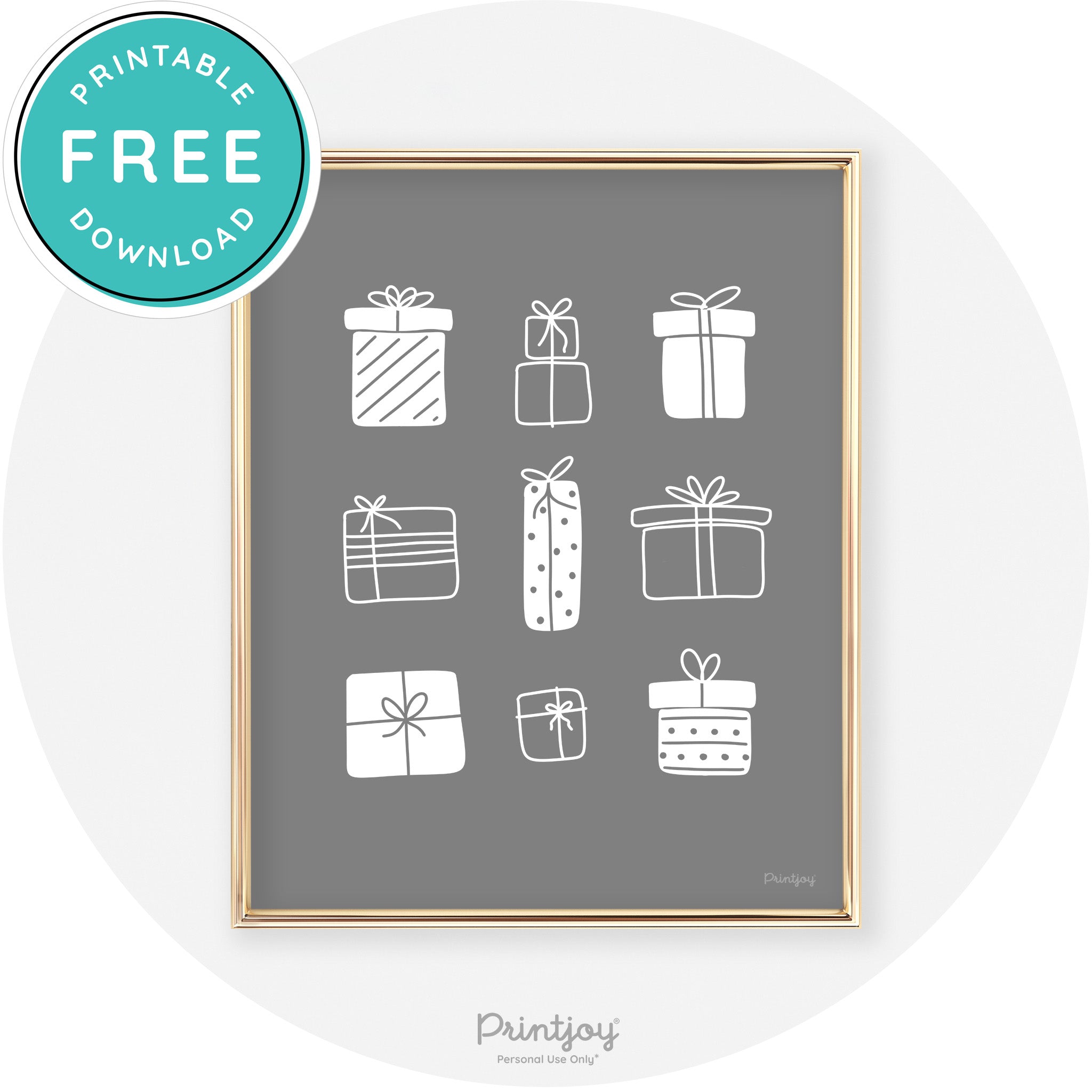 Presents Christmas Gifts Cute Modern Chic Wall Art Free Printable - Printjoy