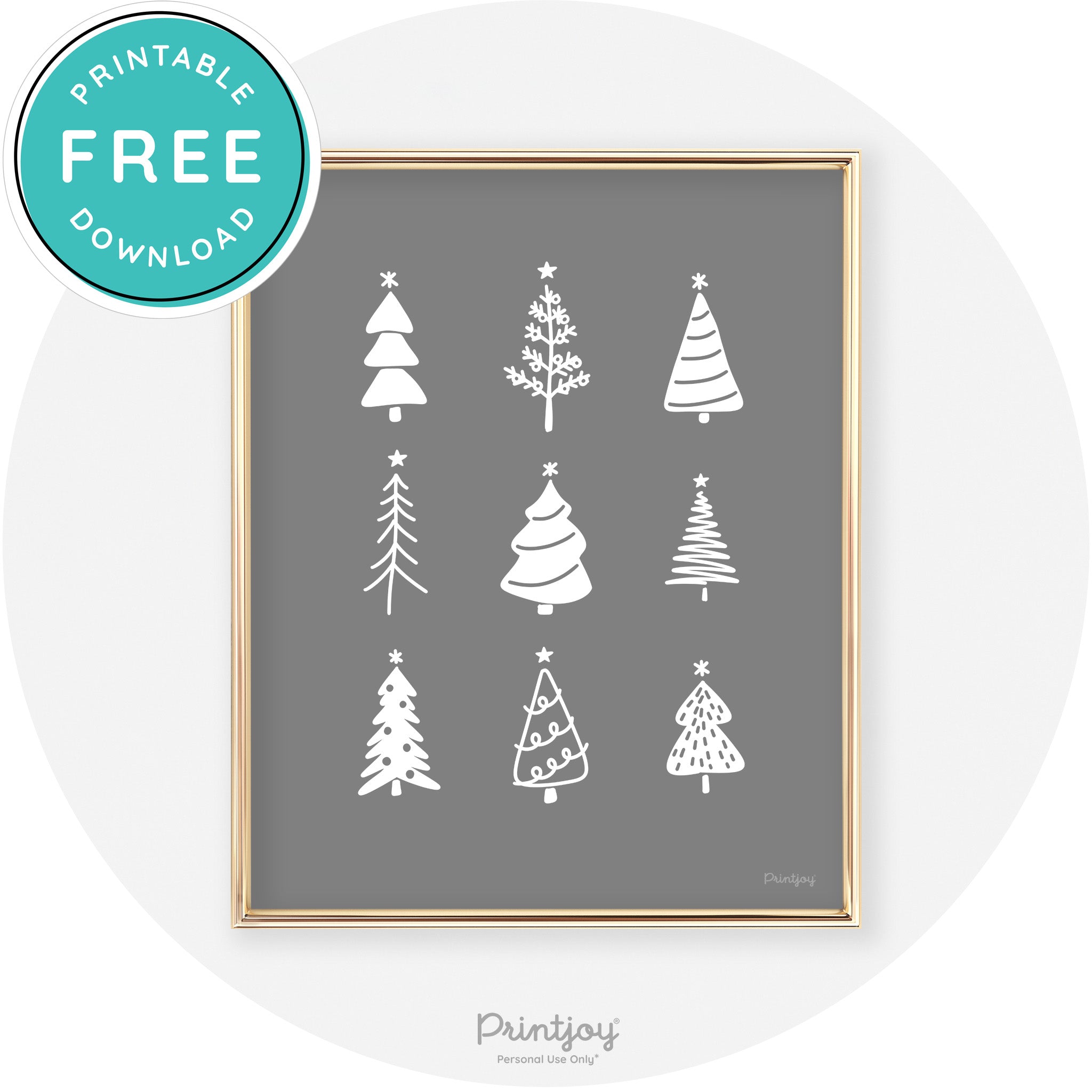 Christmas Trees Cute Modern Chic Wall Art Decor Free Printable - Printjoy