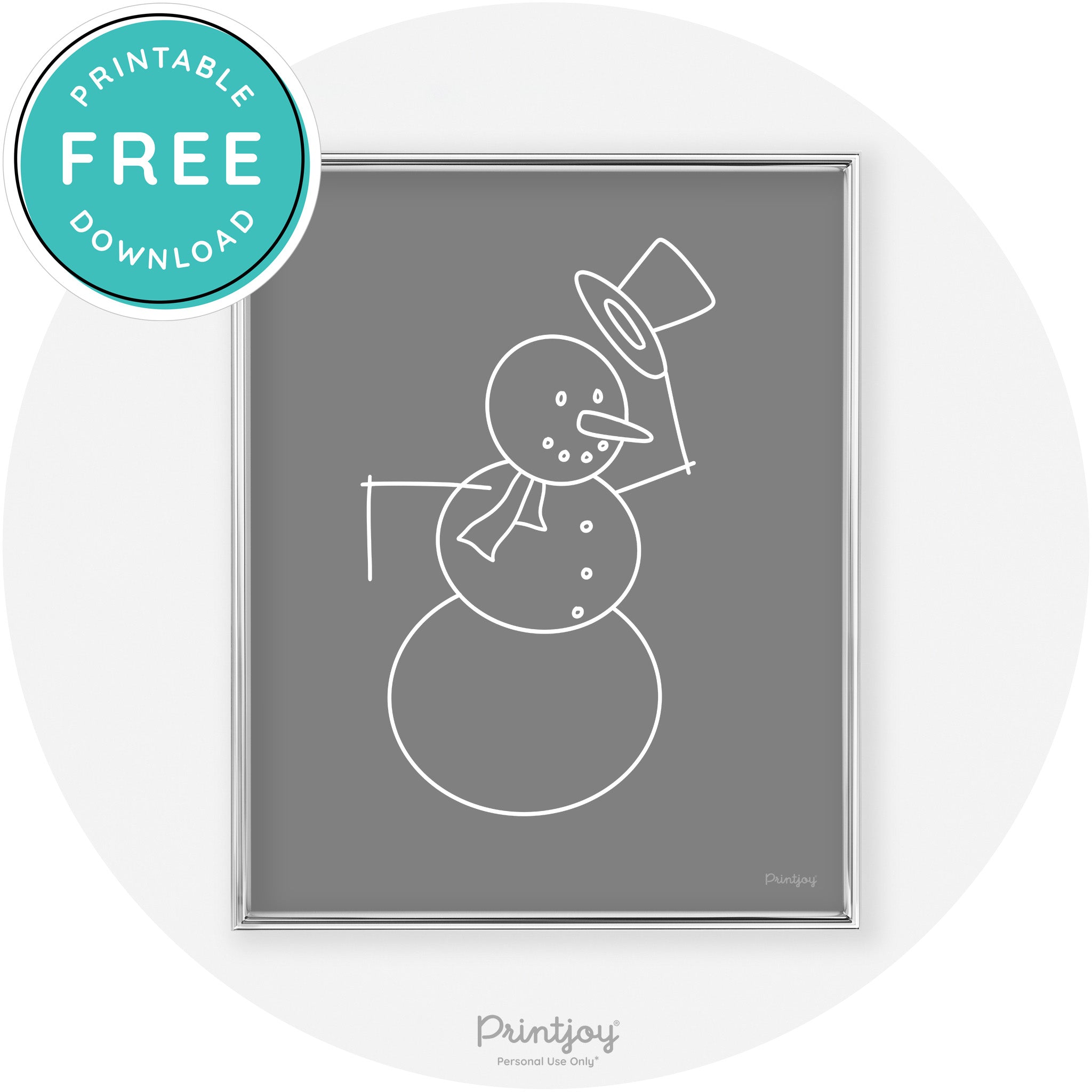 Snowman Line Art Cute Winter Modern Chic Wall Art Free Printable - Printjoy