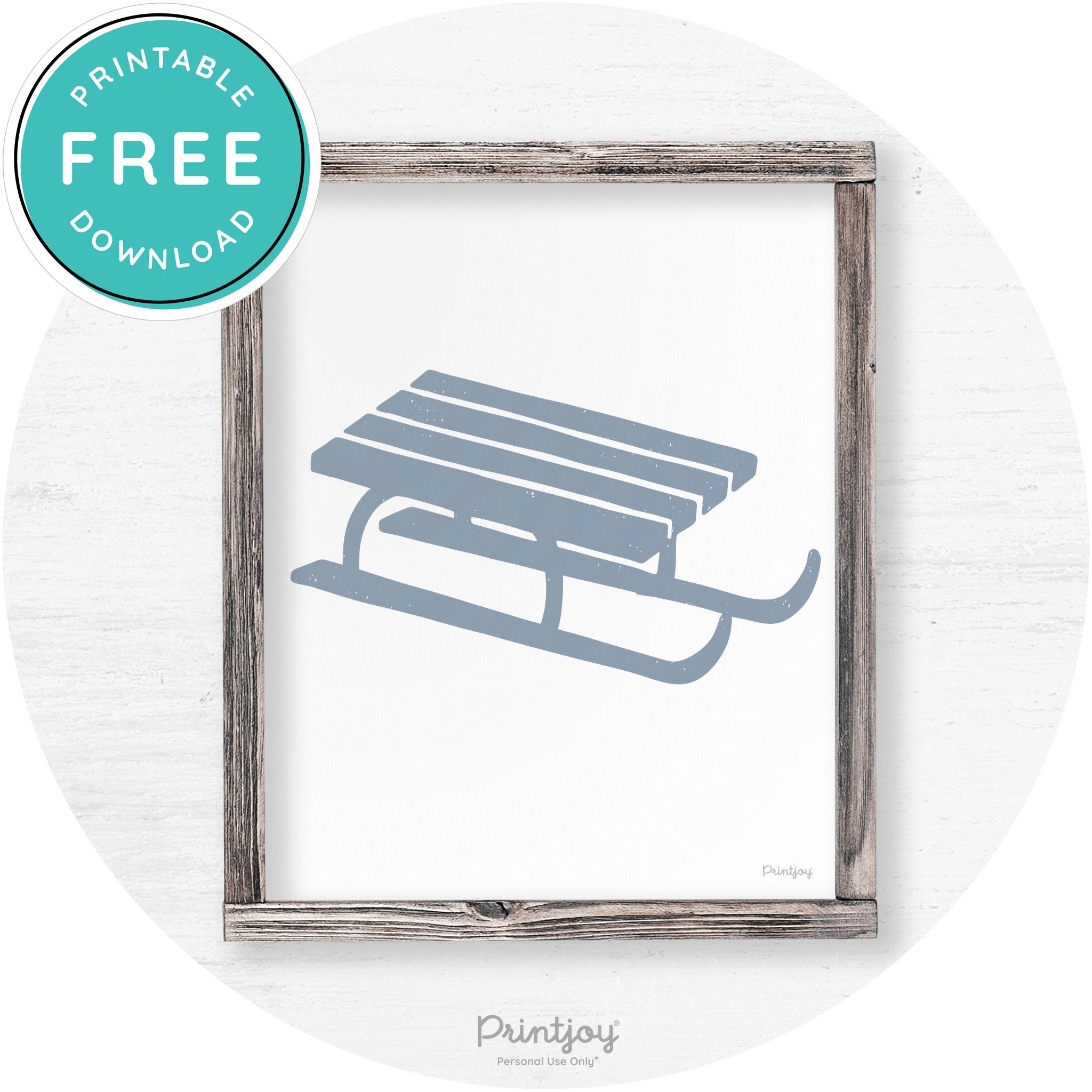 Winter Old Fashioned Sled Rustic Farmhouse Wall Art Free Printable - Printjoy
