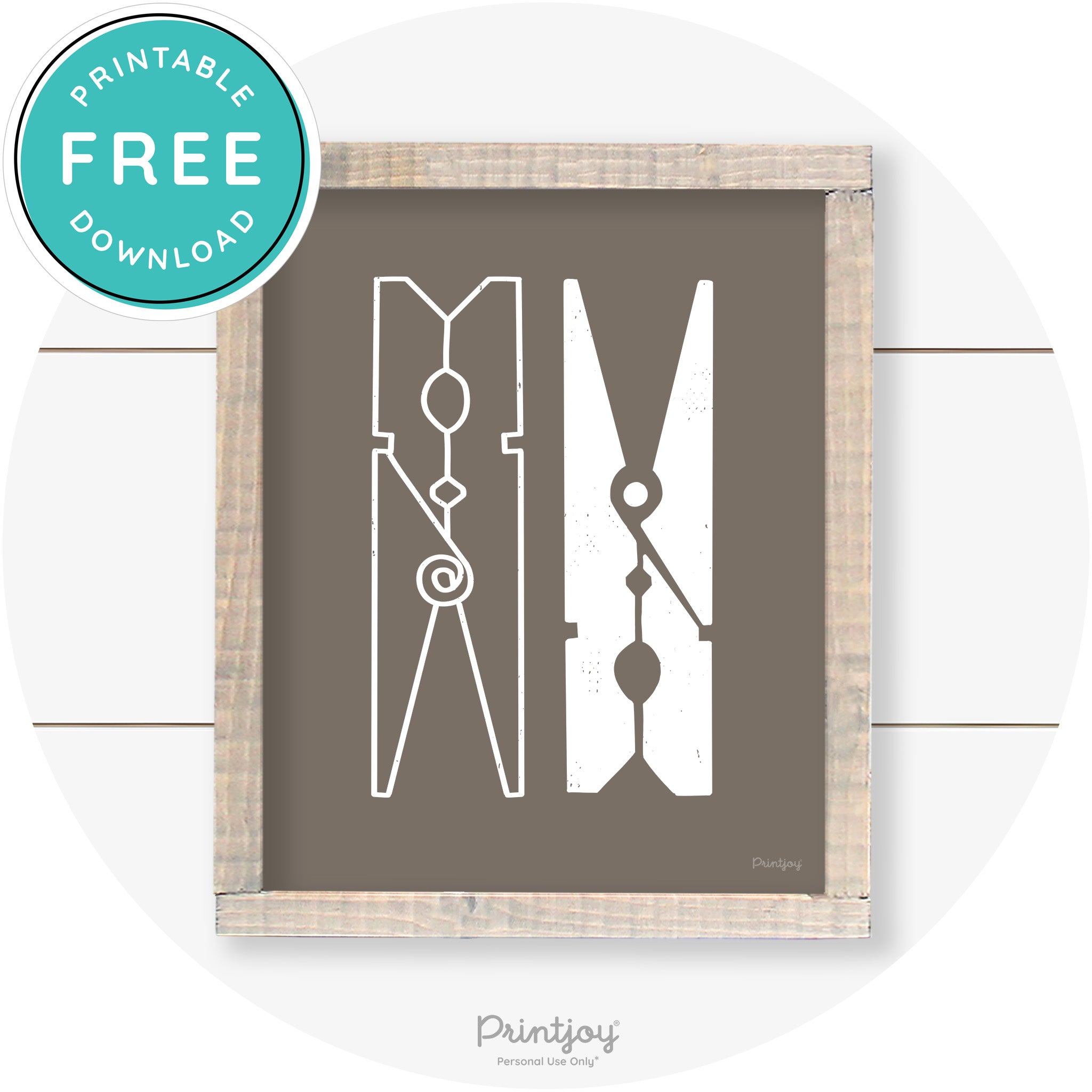 Clothespins Cute Laundry Room Farmhouse Wall Art Free Printable - Printjoy