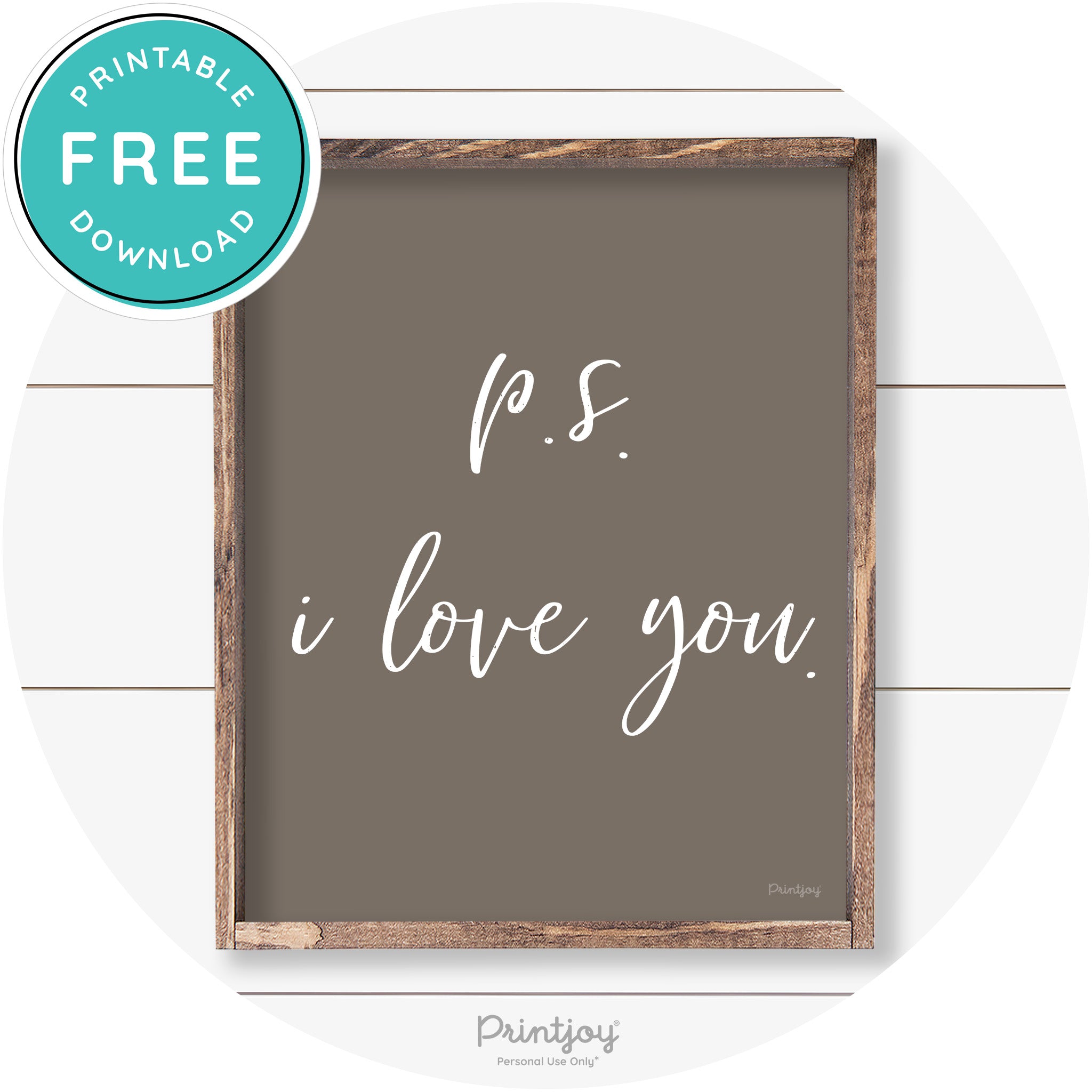P.S. I Love You Cute Couples Farmhouse Wall Art Decor Free Printable - Printjoy