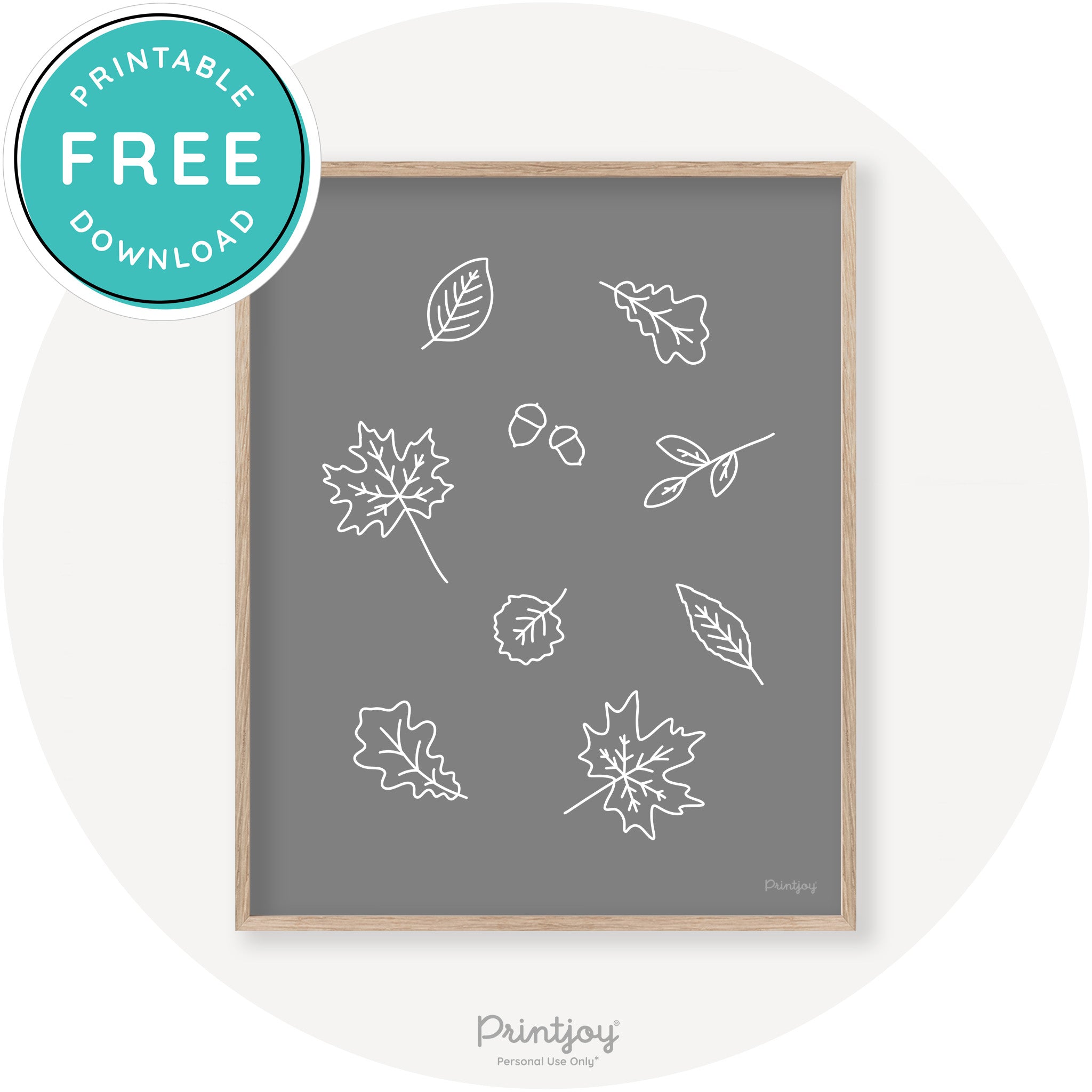 Fall Leaves Line Art Cute Fall Modern Chic Wall Art Printable - Printjoy