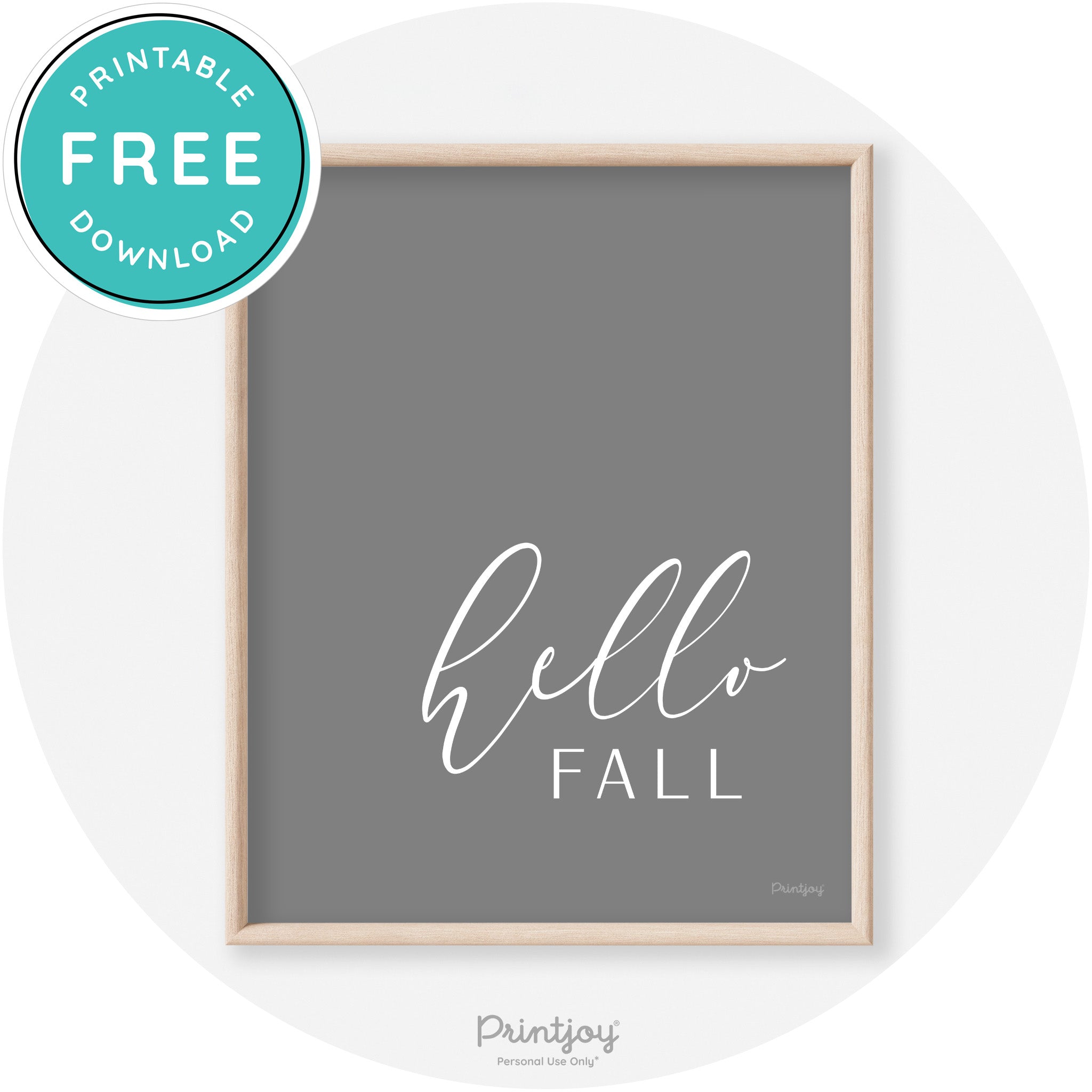 Hello Fall Cursive Modern Transitional Fall Wall Art Decor Free Printable - Printjoy