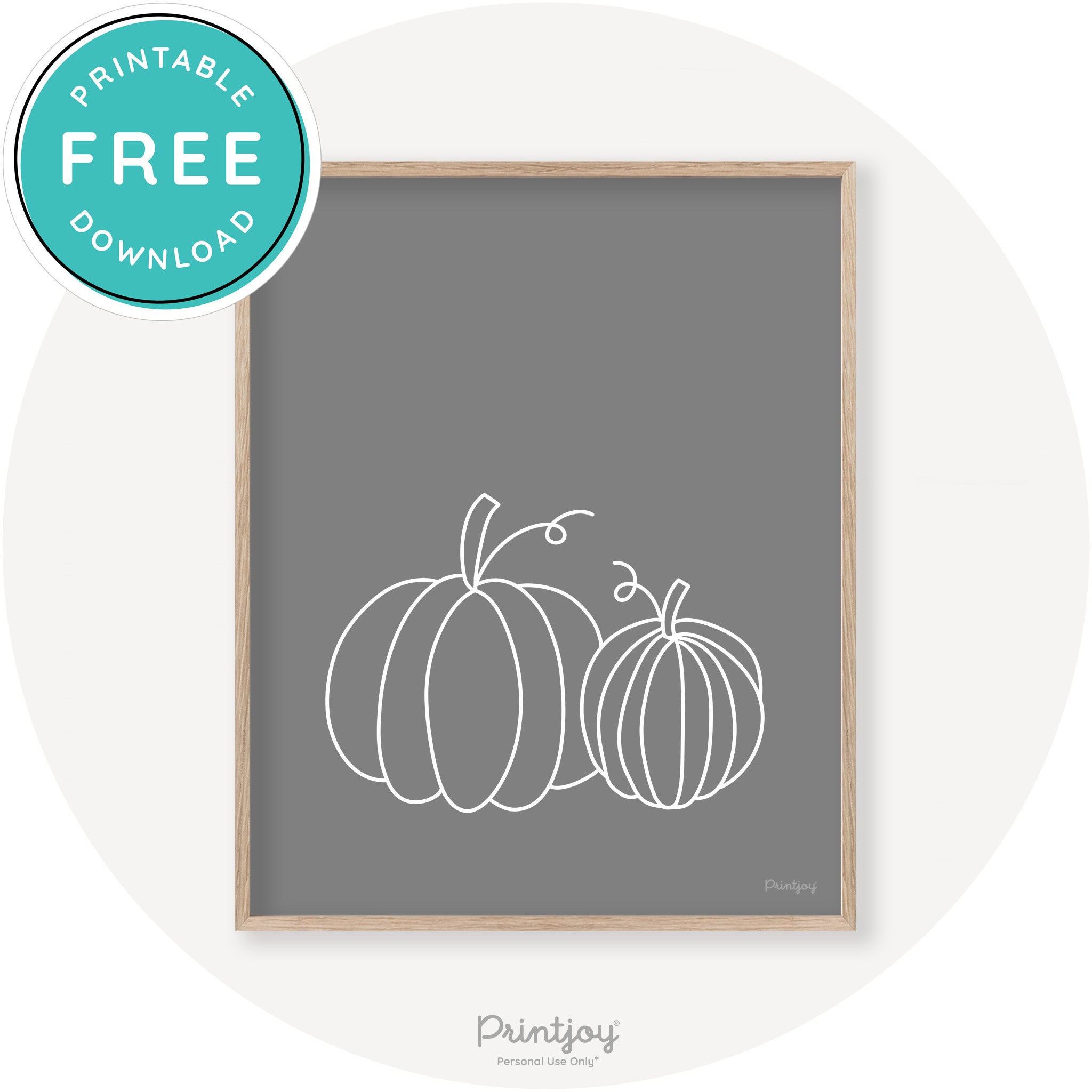 Pumpkin Pair Line Art Cute Fall Modern Chic Wall Art Printable - Printjoy