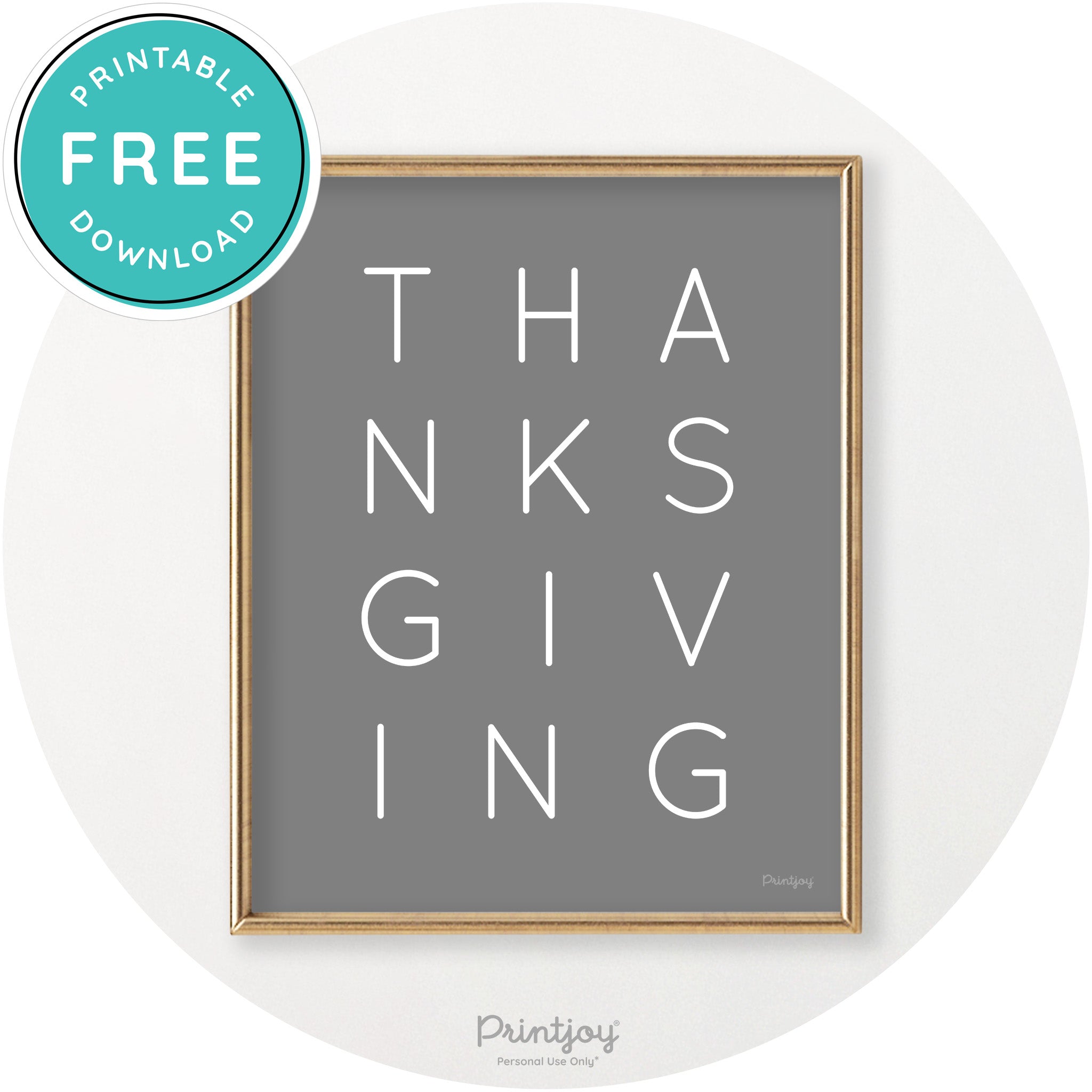 Thanksgiving Cute Typography Modern Chic Wall Art Printable - Printjoy