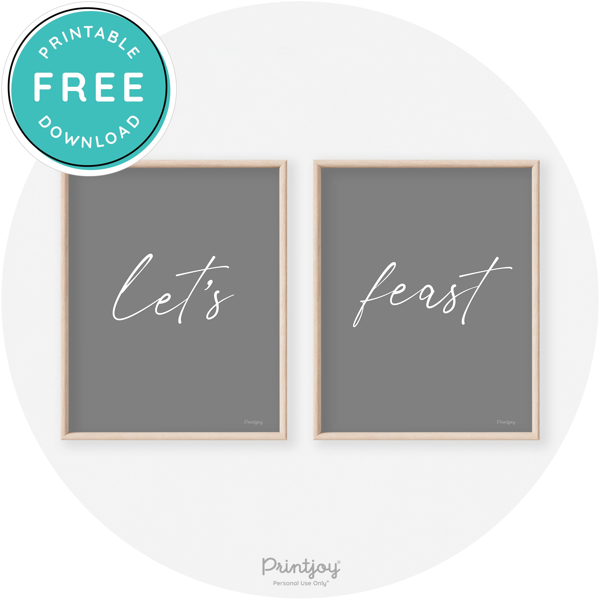 Let's Feast Set Of 2 Thanksgiving Transitional Wall Art Free Printable - Printjoy