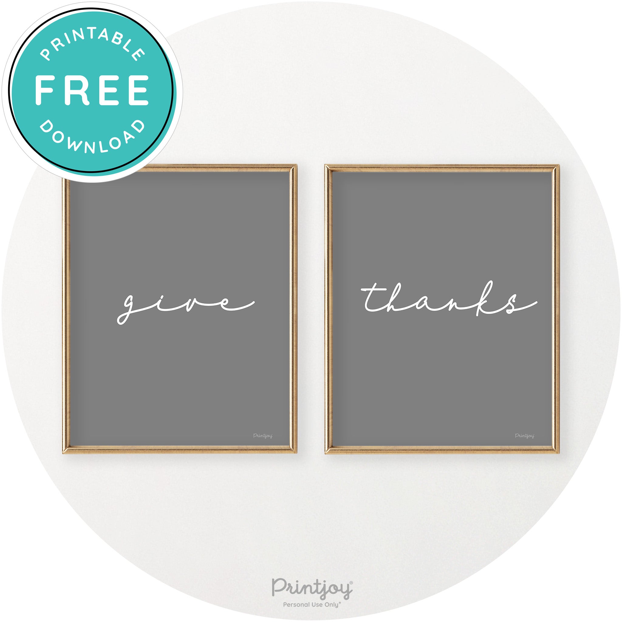 Give Thanks Set Of 2 Thanksgiving Chic Wall Art Decor Free Printable - Printjoy