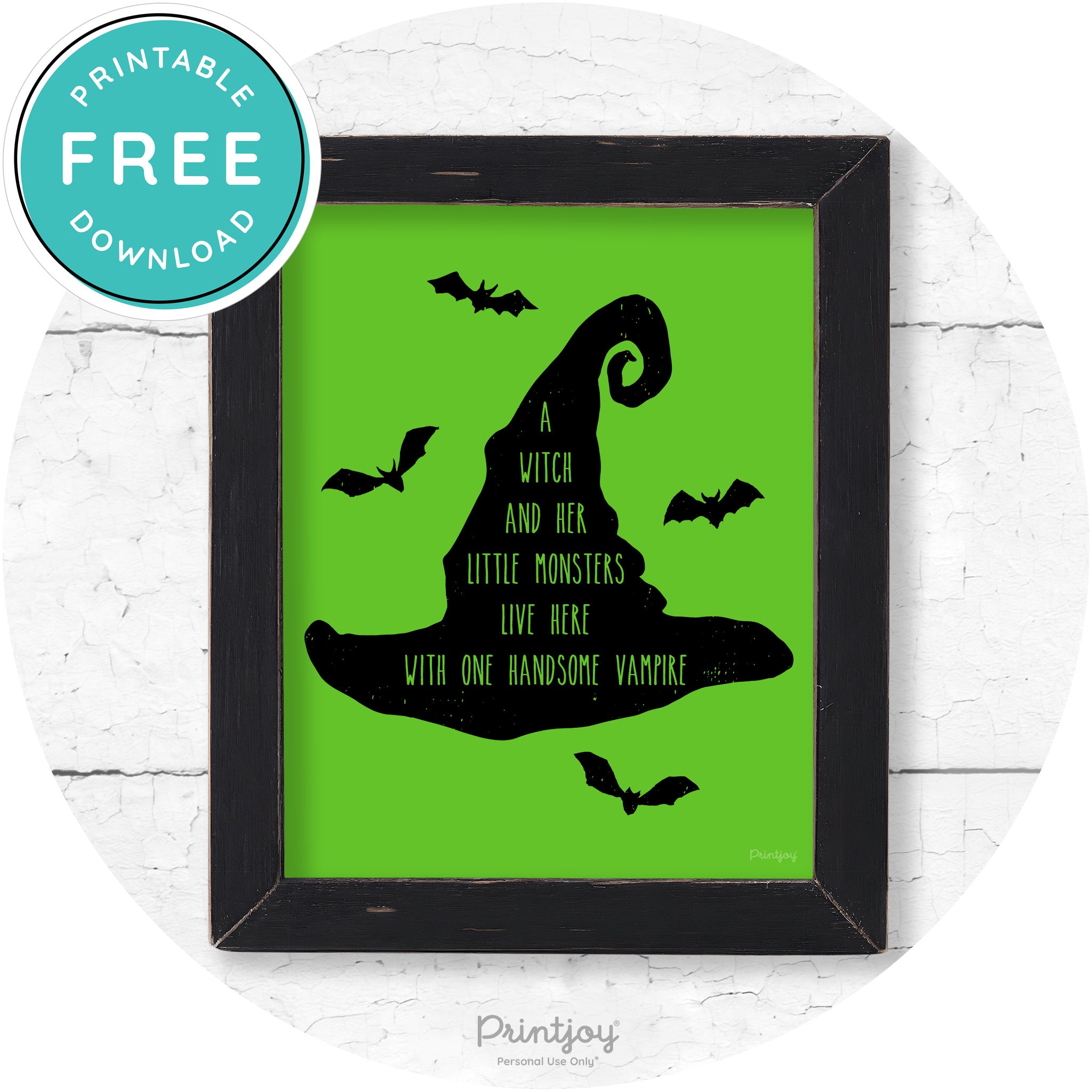 Fun Halloween Family Farmhouse Witch Hat Wall Art Free Printable - Printjoy