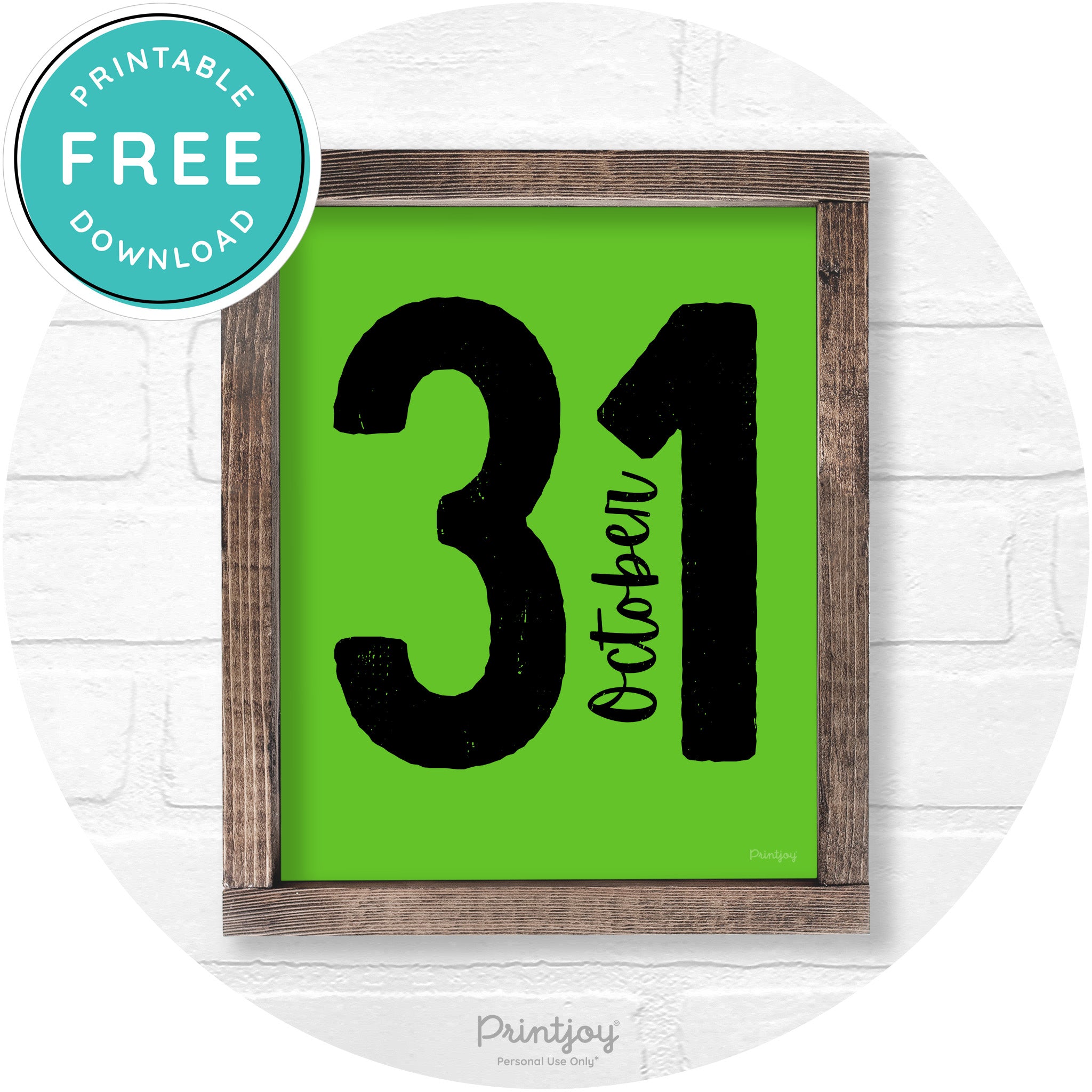 October 31 Halloween Rustic Farmhouse Wall Art Free Printable - Printjoy
