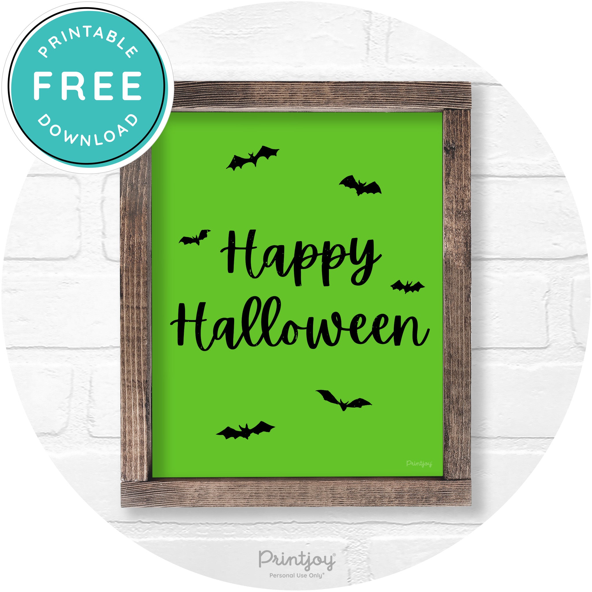 Happy Halloween Bats Rustic Farmhouse Wall Art Free Printable - Printjoy