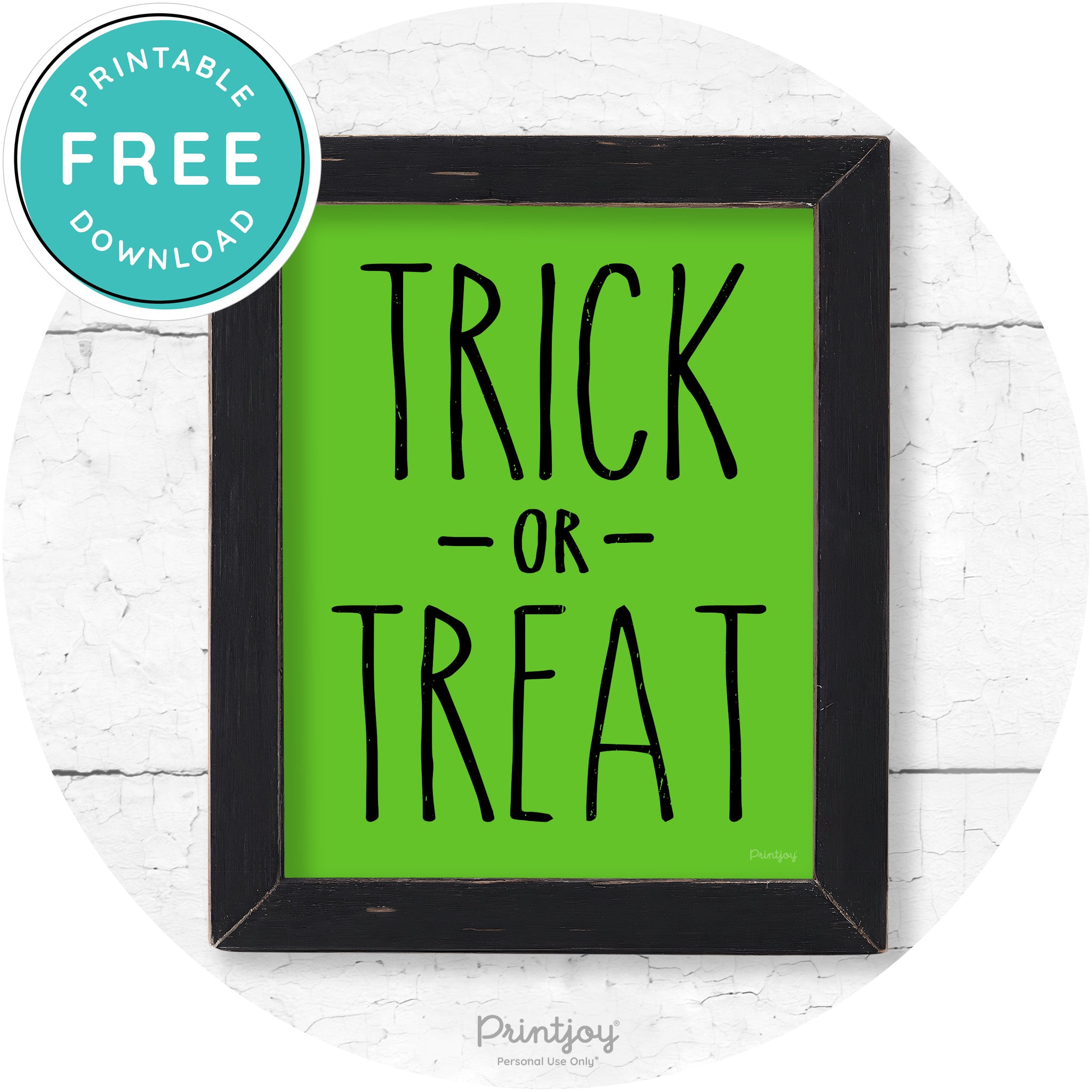 Trick Or Treat Lettering Farmhouse Halloween Wall Art Free Printable - Printjoy