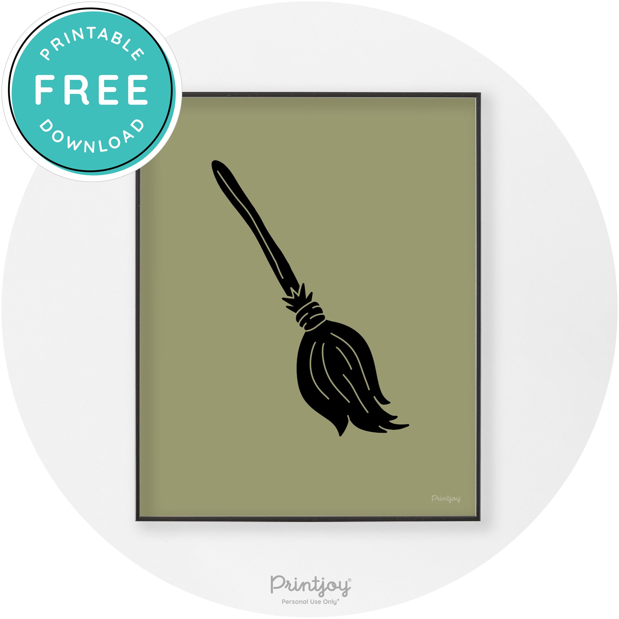 Witches Broom Halloween Cute Modern Chic Wall Art Free Printable - Printjoy