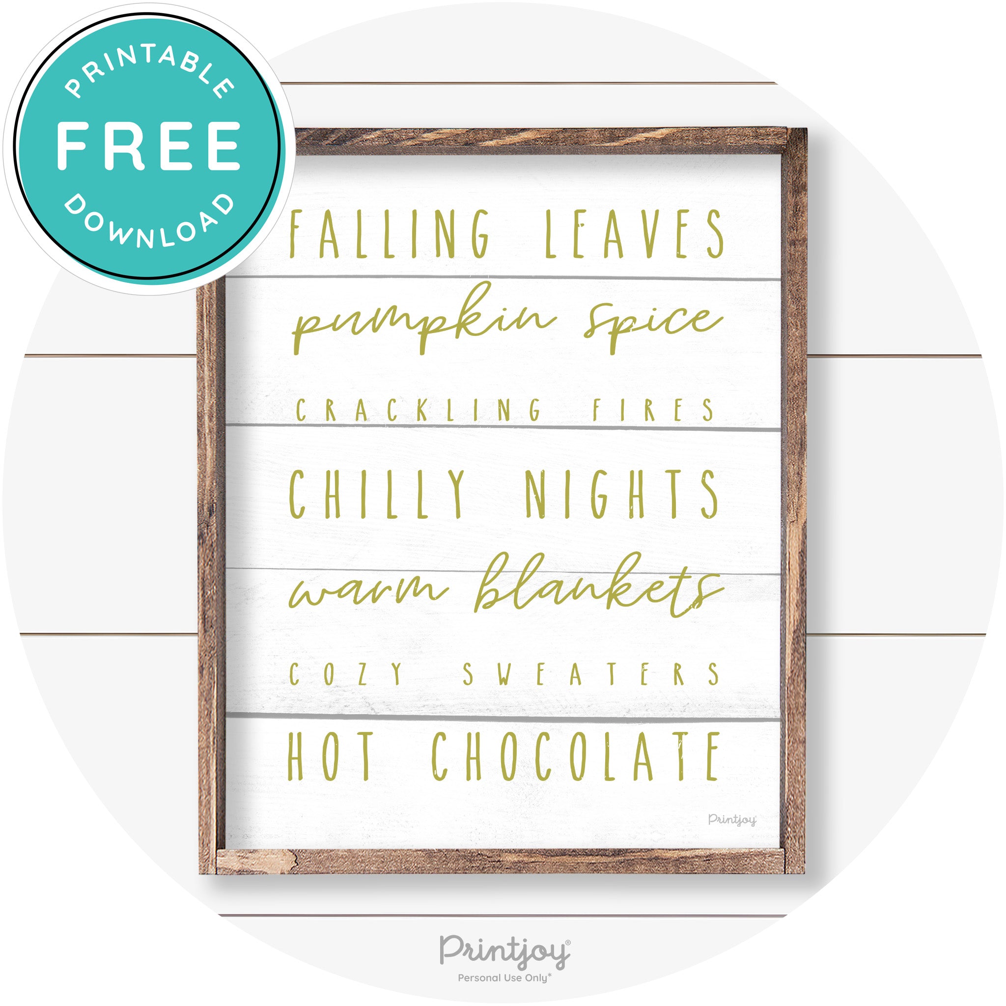 Fall Favorite Things Cute Farmhouse Autumn Wall Art Free Printable - Printjoy