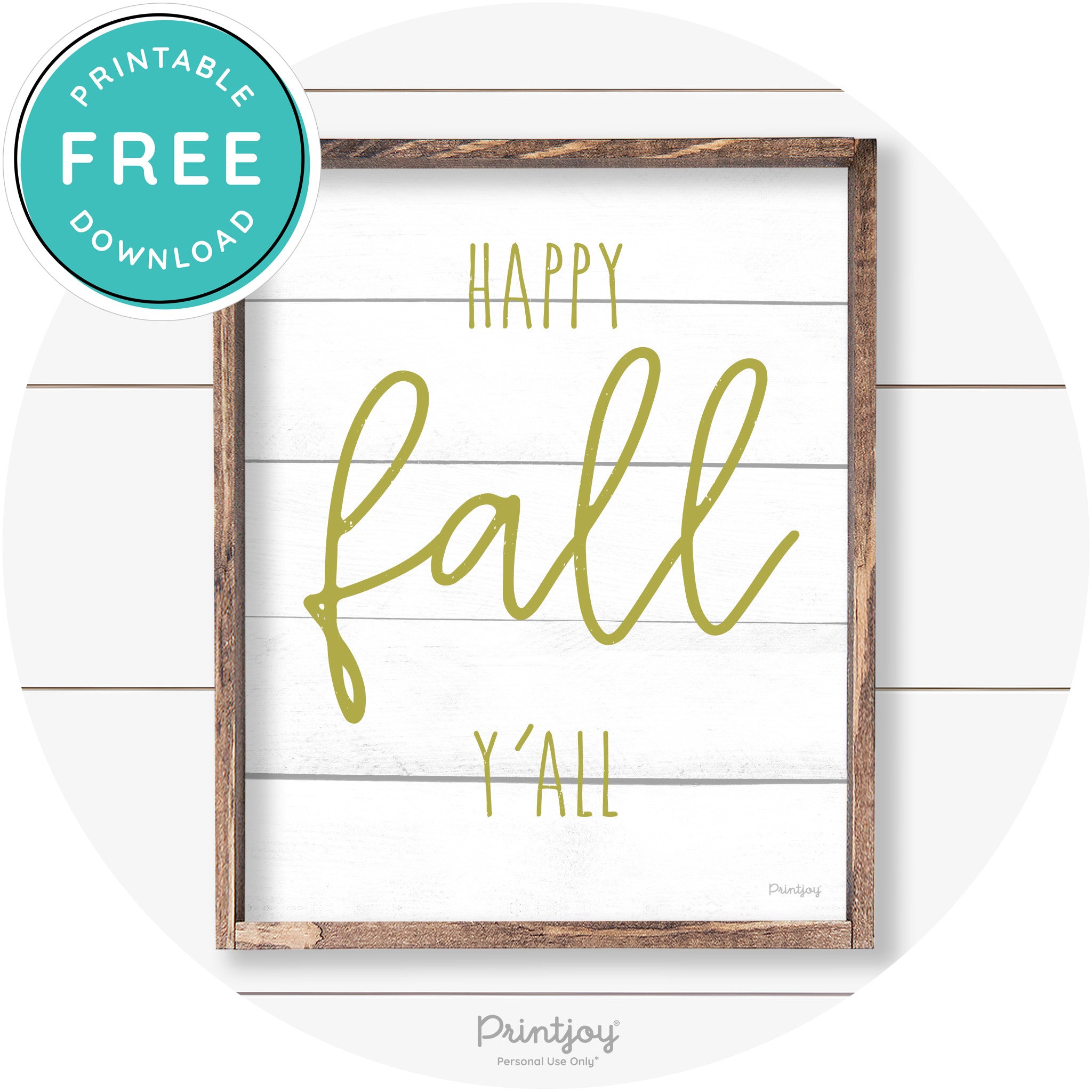 Happy Fall Y'all Cute Farmhouse Autumn Wall Art Decor Free Printable - Printjoy