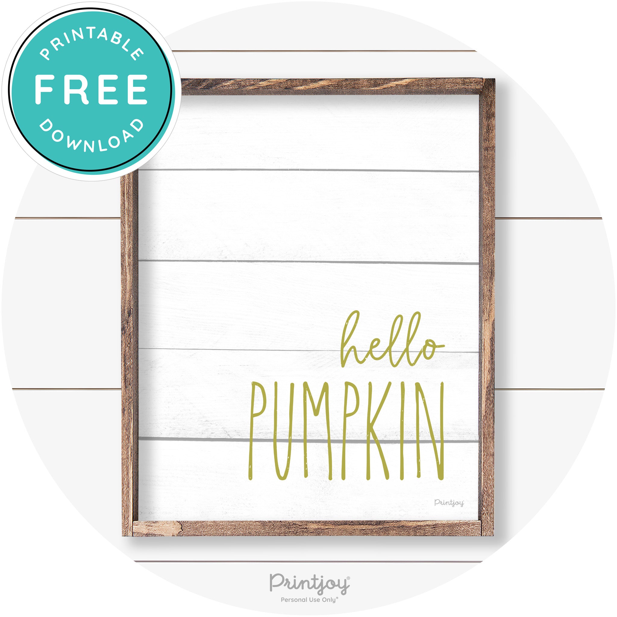 Hello Pumpkin Cute Fun Simple Farmhouse Wall Art Free Printable - Printjoy