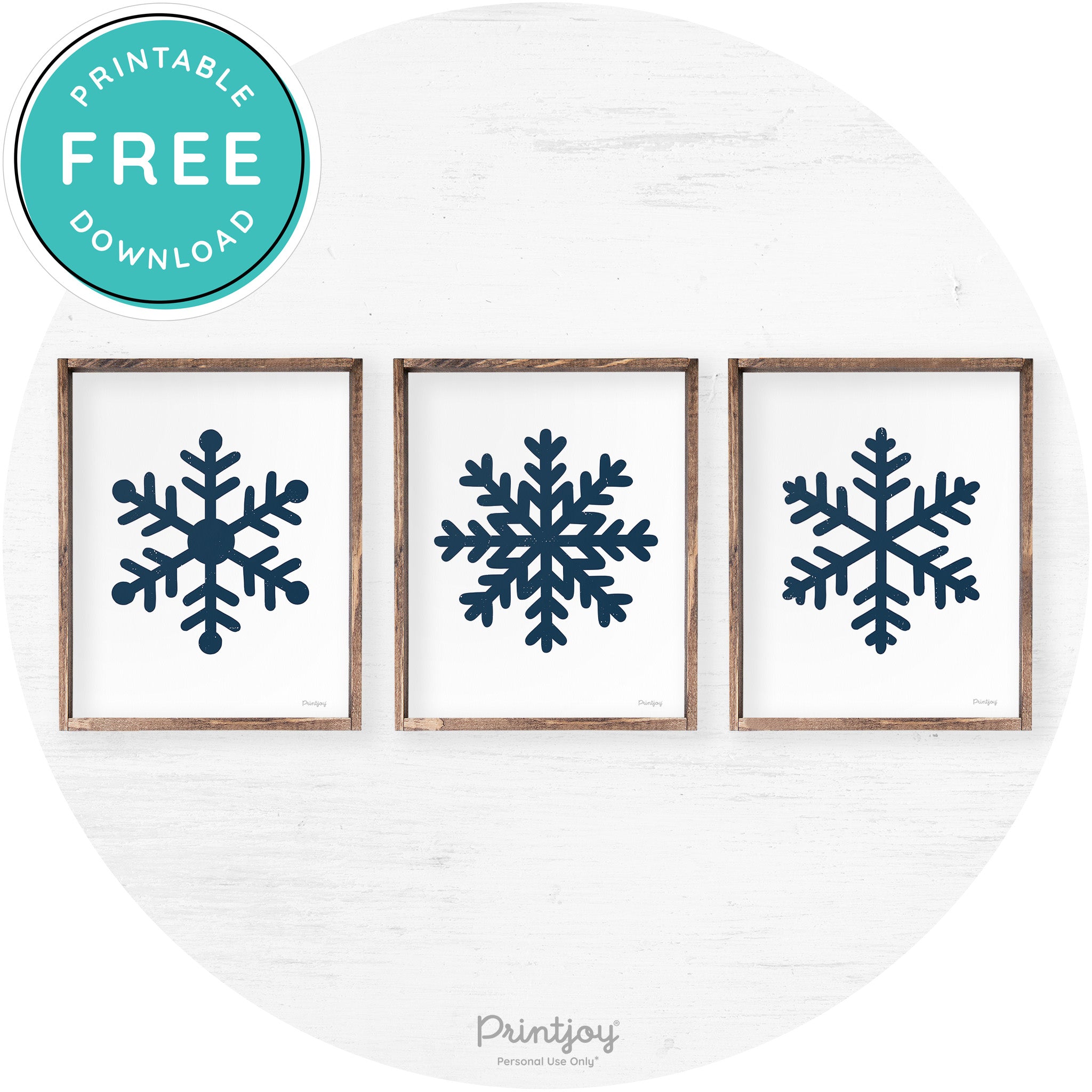 Snowflake Silhouettes Set Of 3 Christmas Farmhouse Art Free Printable - Printjoy