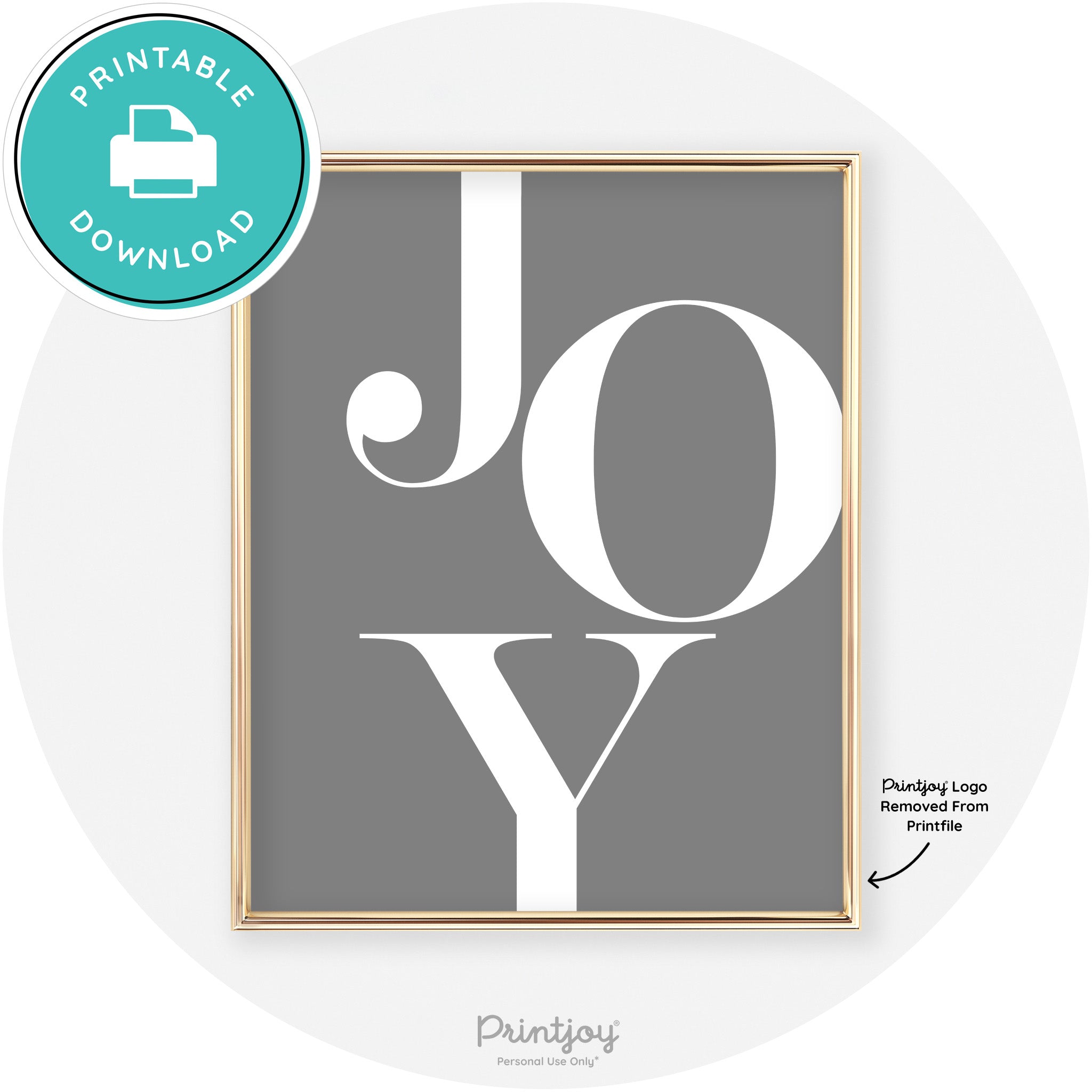 Joy Typography Cute Simple Modern Wall Art Decor Free Printable - Printjoy