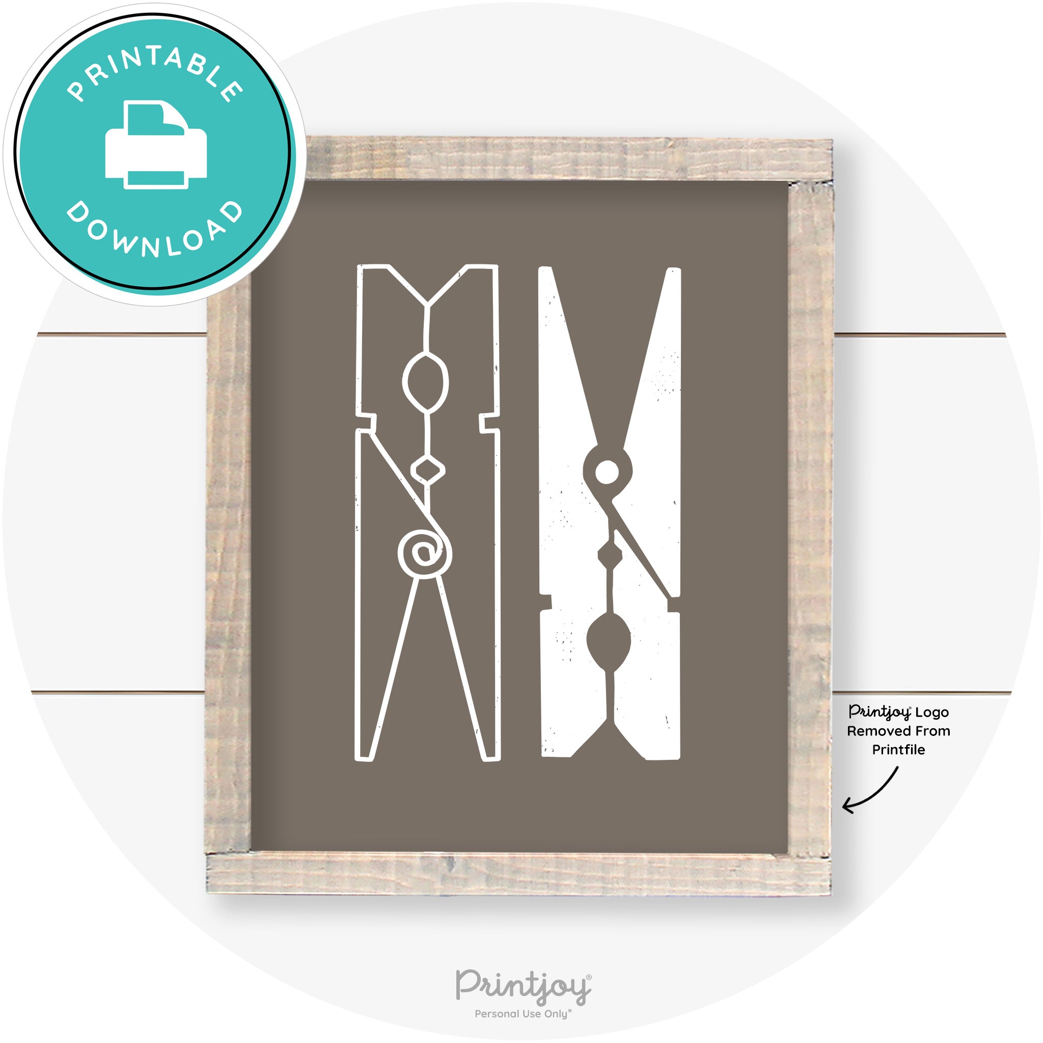 Clothespins Cute Laundry Room Farmhouse Wall Art Free Printable - Printjoy