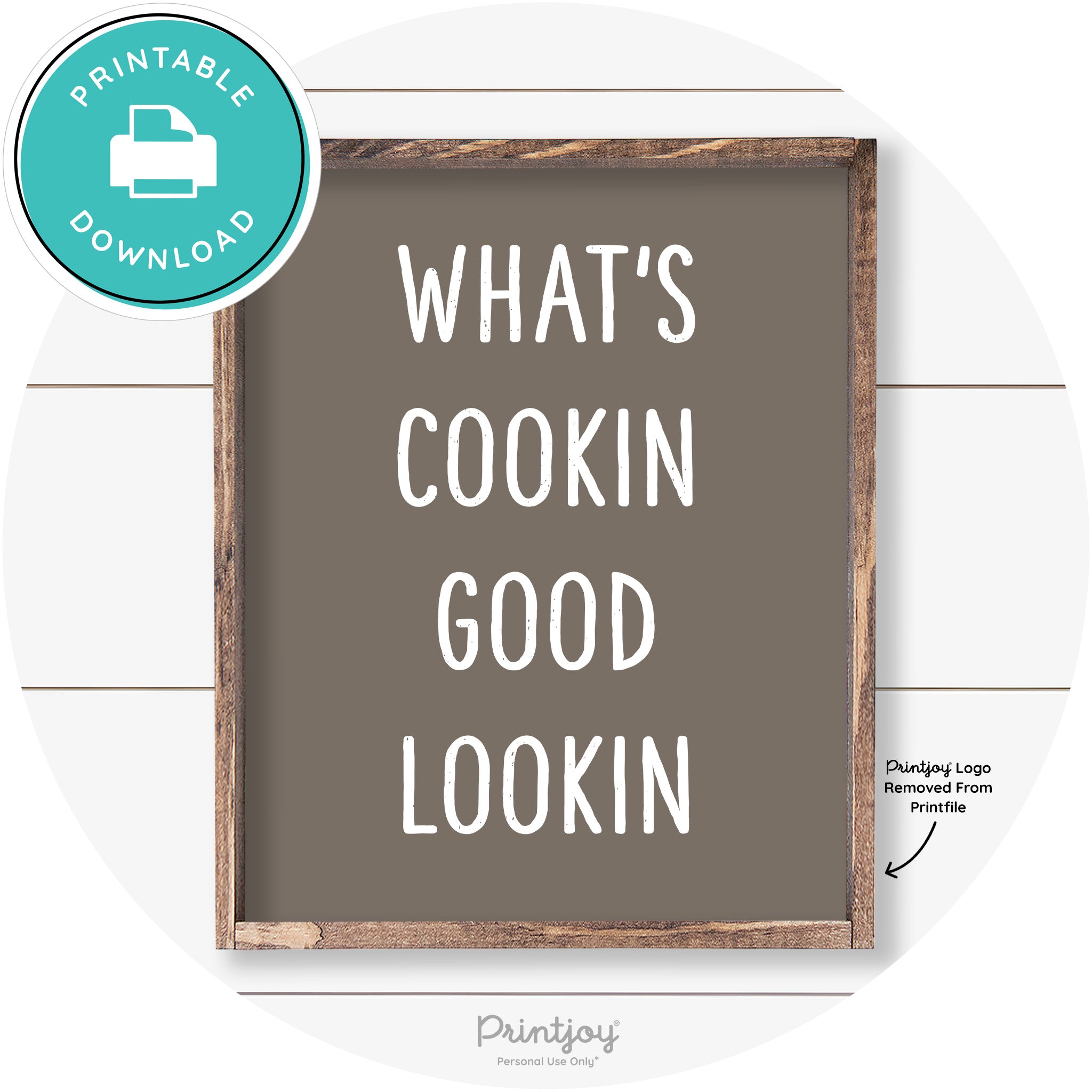What's Cookin Good Lookin Farmhouse Kitchen Wall Art Free Printable - Printjoy