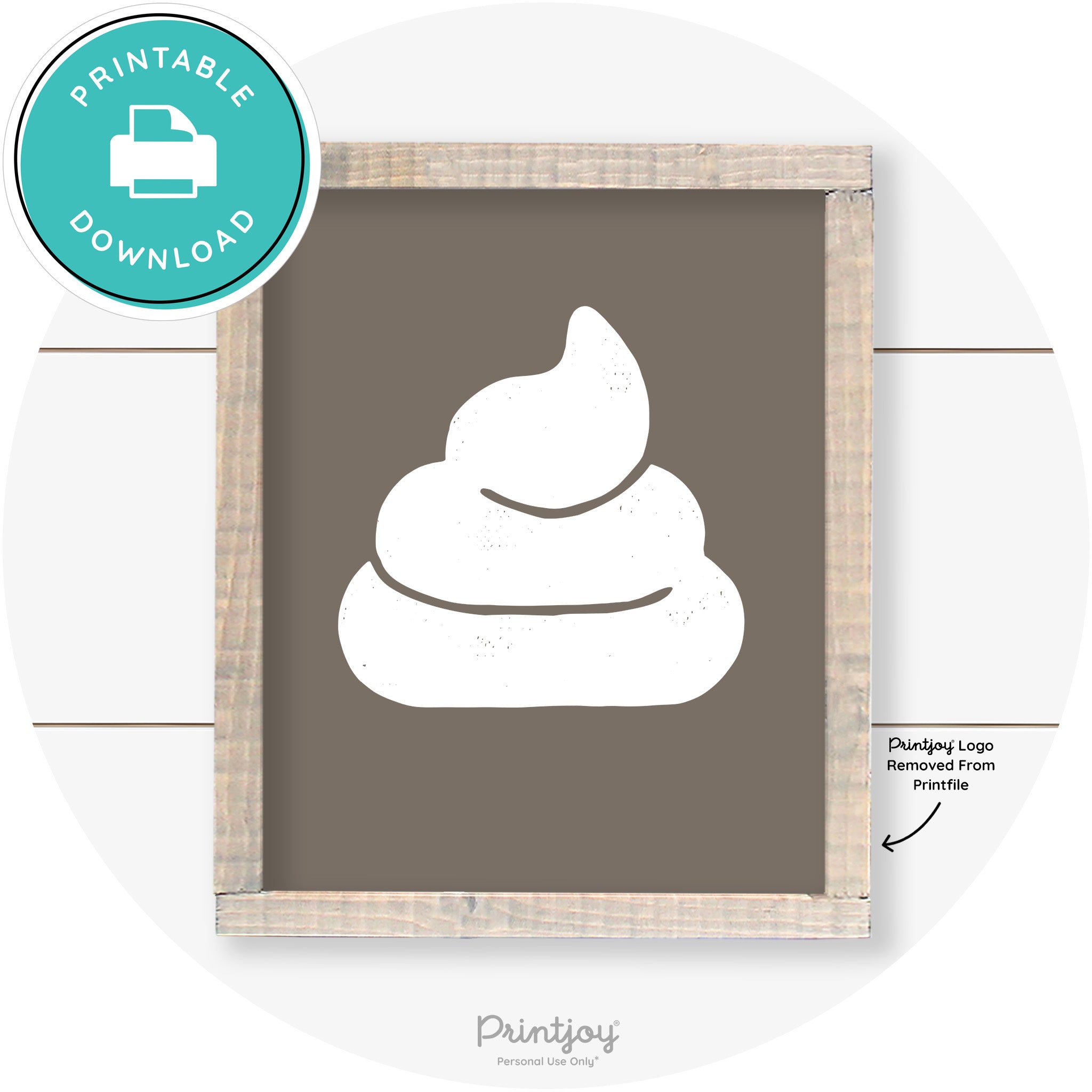 Poop Emoji Silhouette Funny Bathroom Sign Wall Art Free Printable - Printjoy