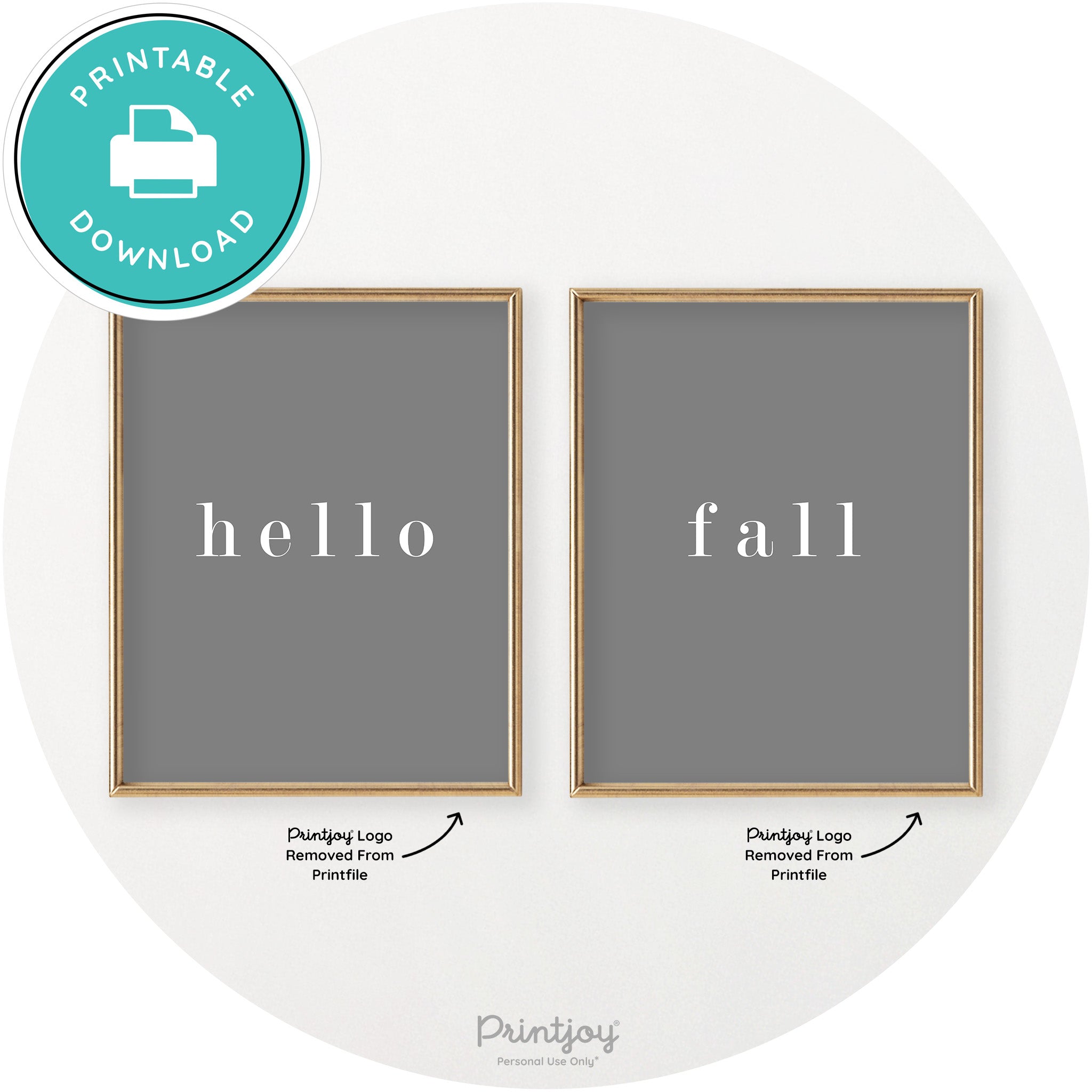 Hello Fall Set Of 2 Simple Modern Chic Wall Art Decor Free Printable - Printjoy
