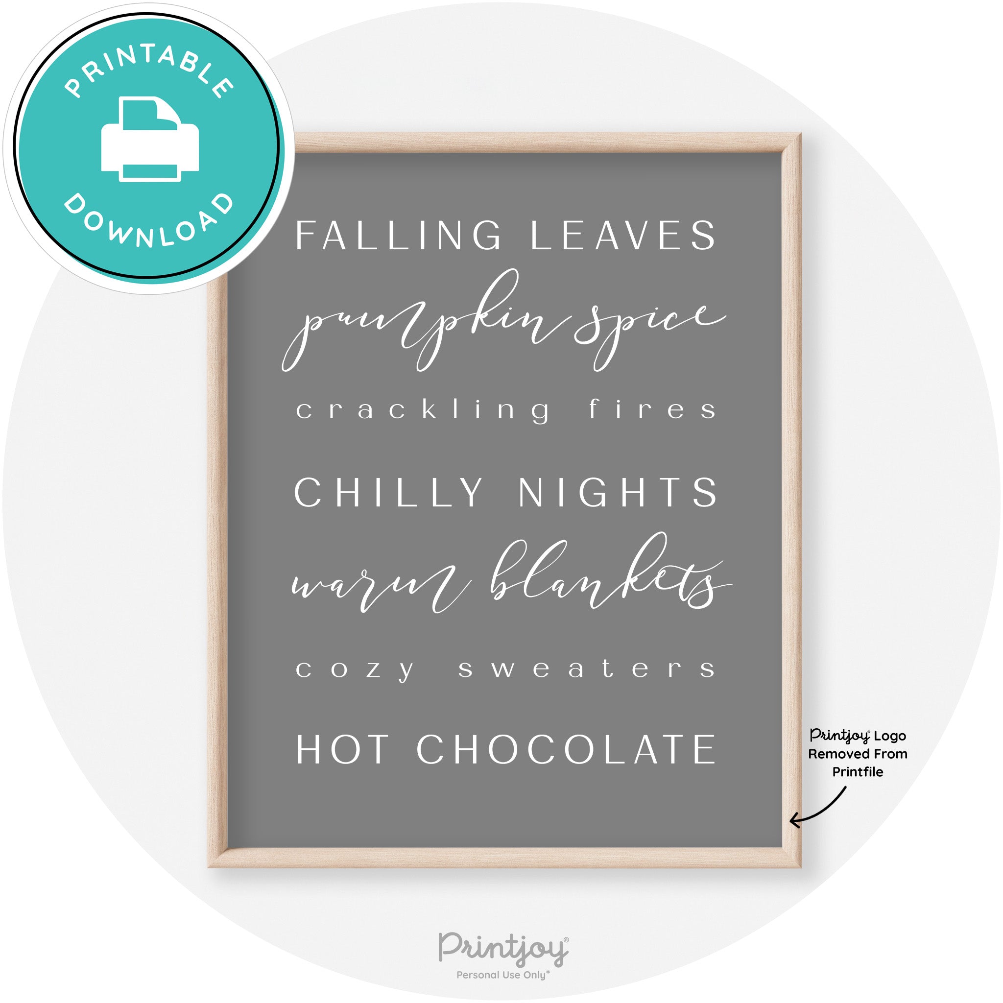 Fall Favorite Things Modern Transitional Decor Wall Art Free Printable - Printjoy