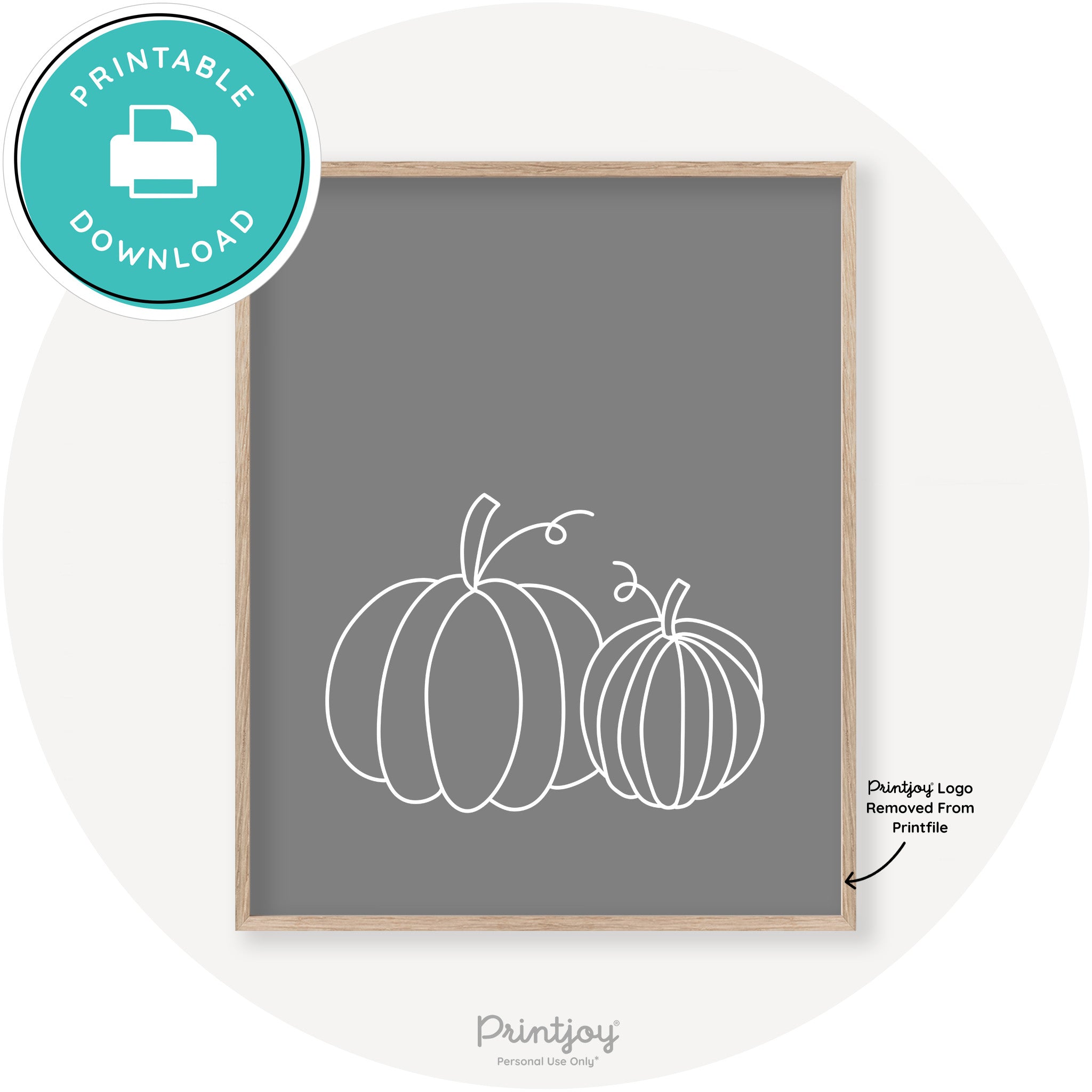 Pumpkin Pair Line Art Cute Fall Modern Chic Wall Art Printable - Printjoy
