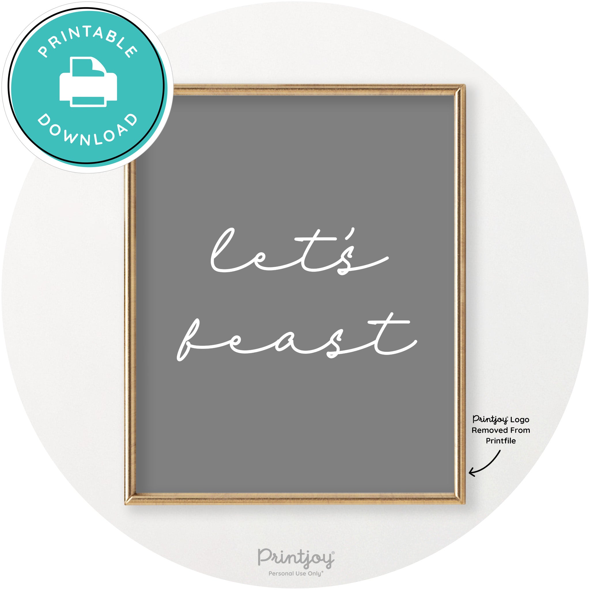 Let's Feast Cute Thanksgiving Modern Chic Wall Art Printable - Printjoy