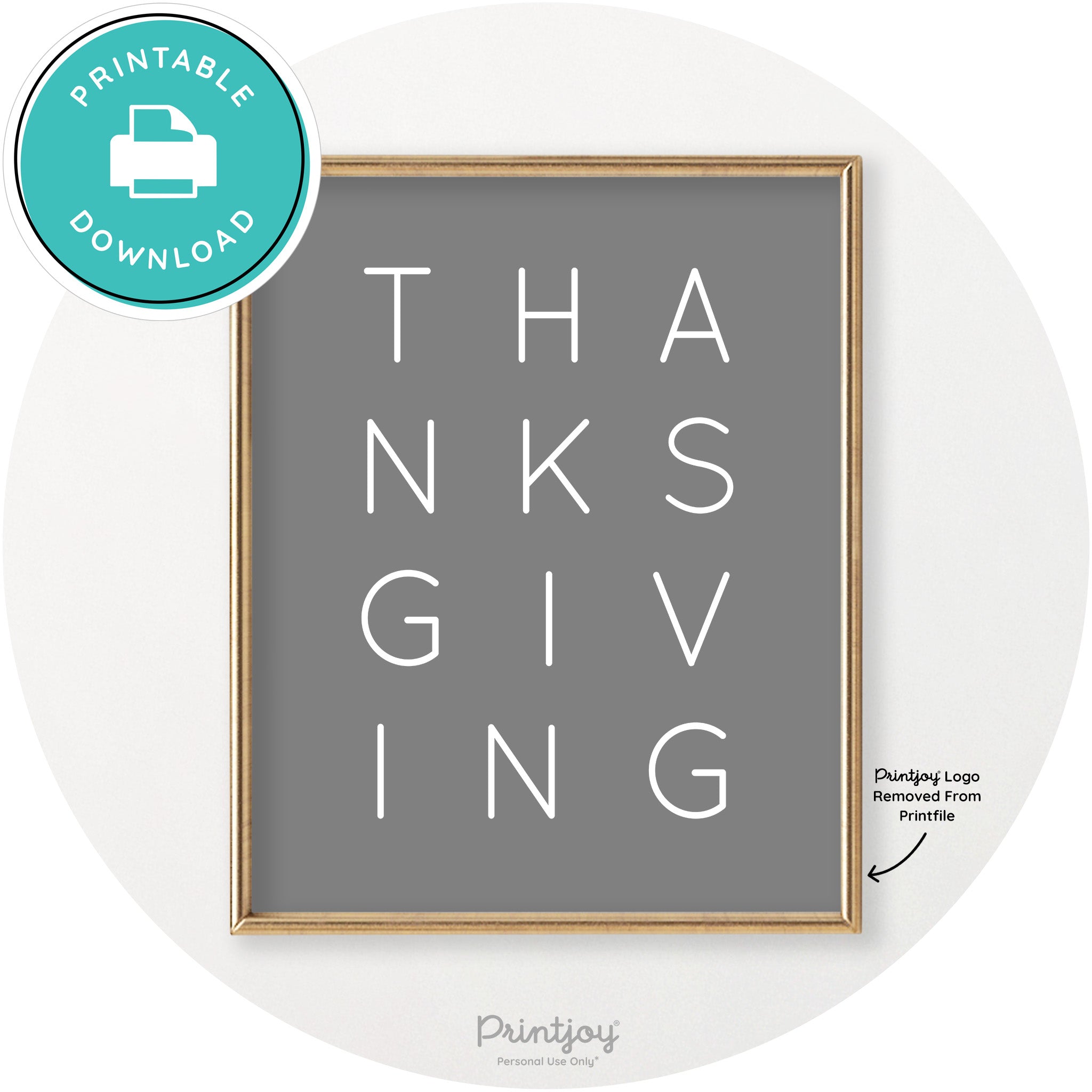 Thanksgiving Cute Typography Modern Chic Wall Art Printable - Printjoy