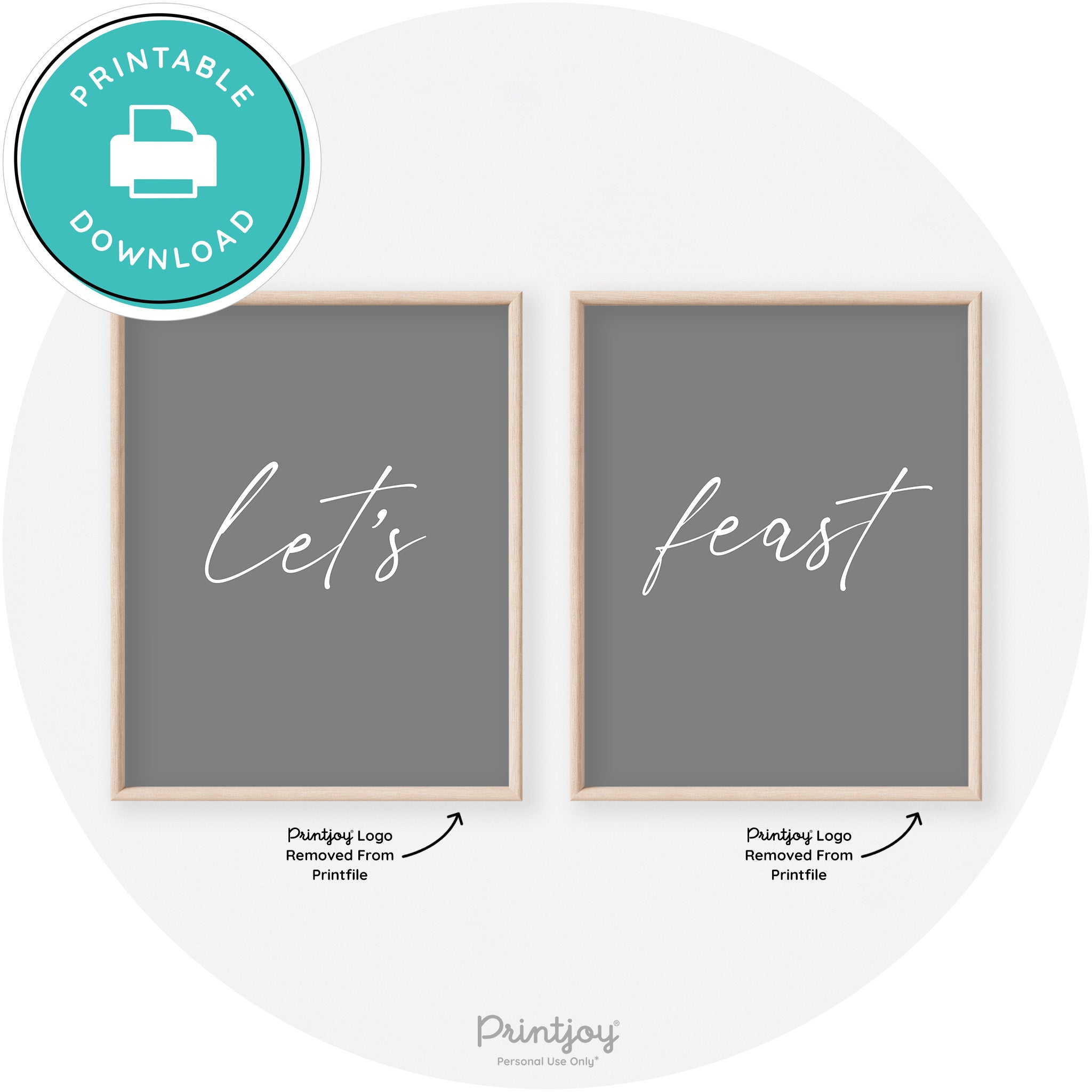 Let's Feast Set Of 2 Thanksgiving Transitional Wall Art Free Printable - Printjoy