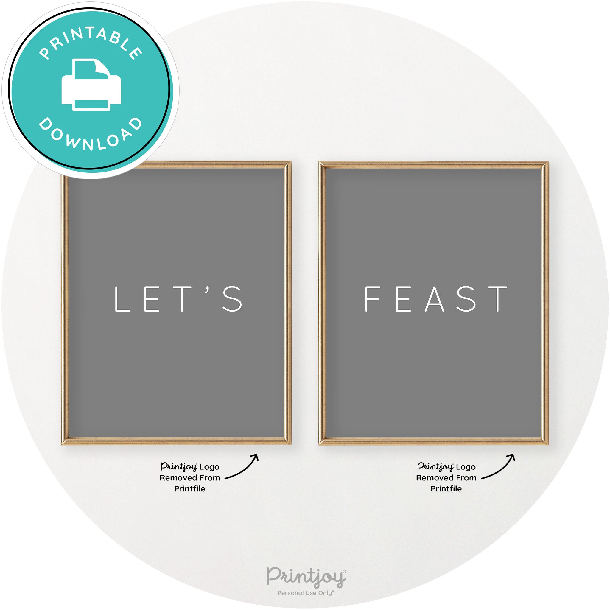 Let's Feast Set Of 2 Thanksgiving Chic Wall Art Decor Free Printable - Printjoy