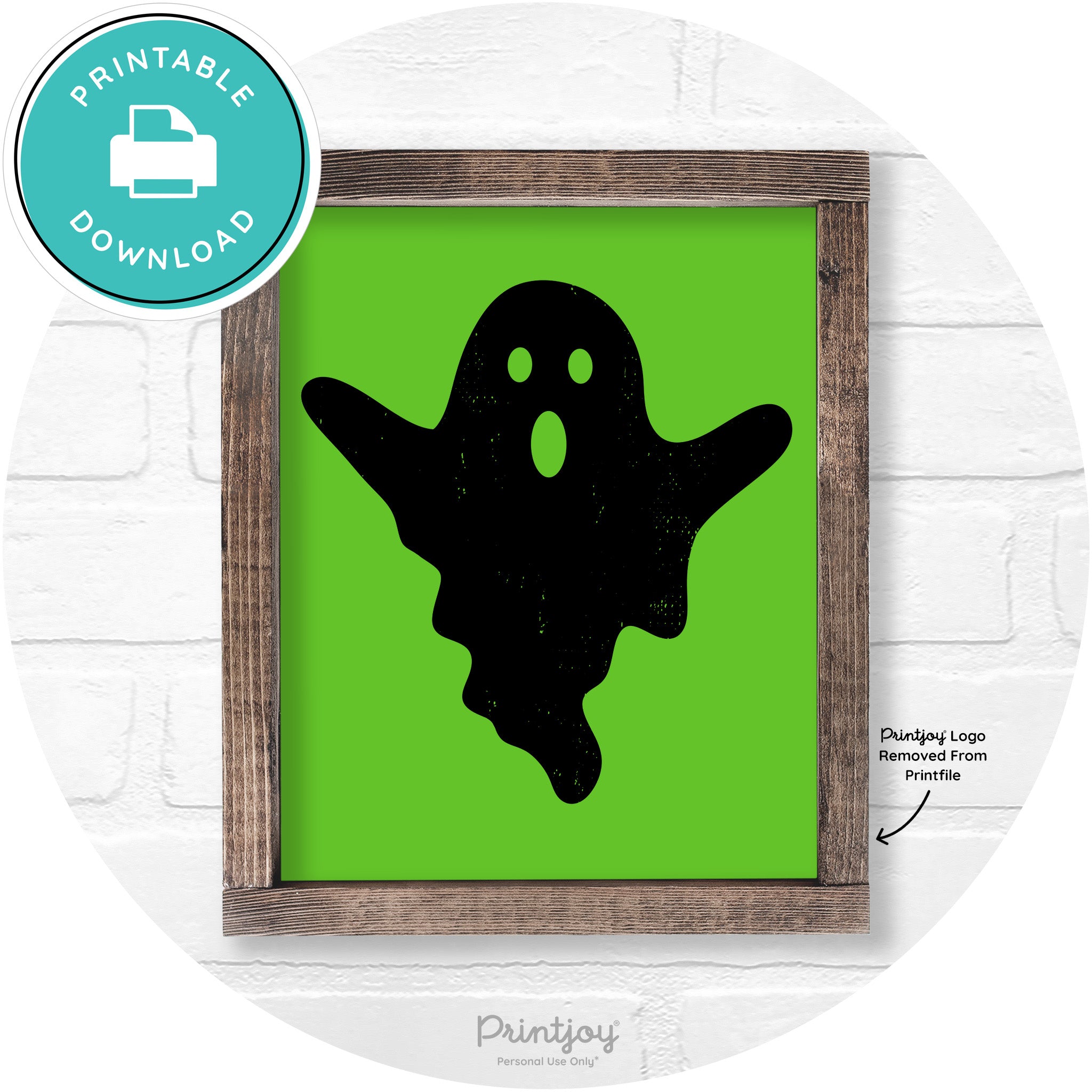 Halloween Cute Ghost Rustic Farmhouse Wall Art Free Printable - Printjoy