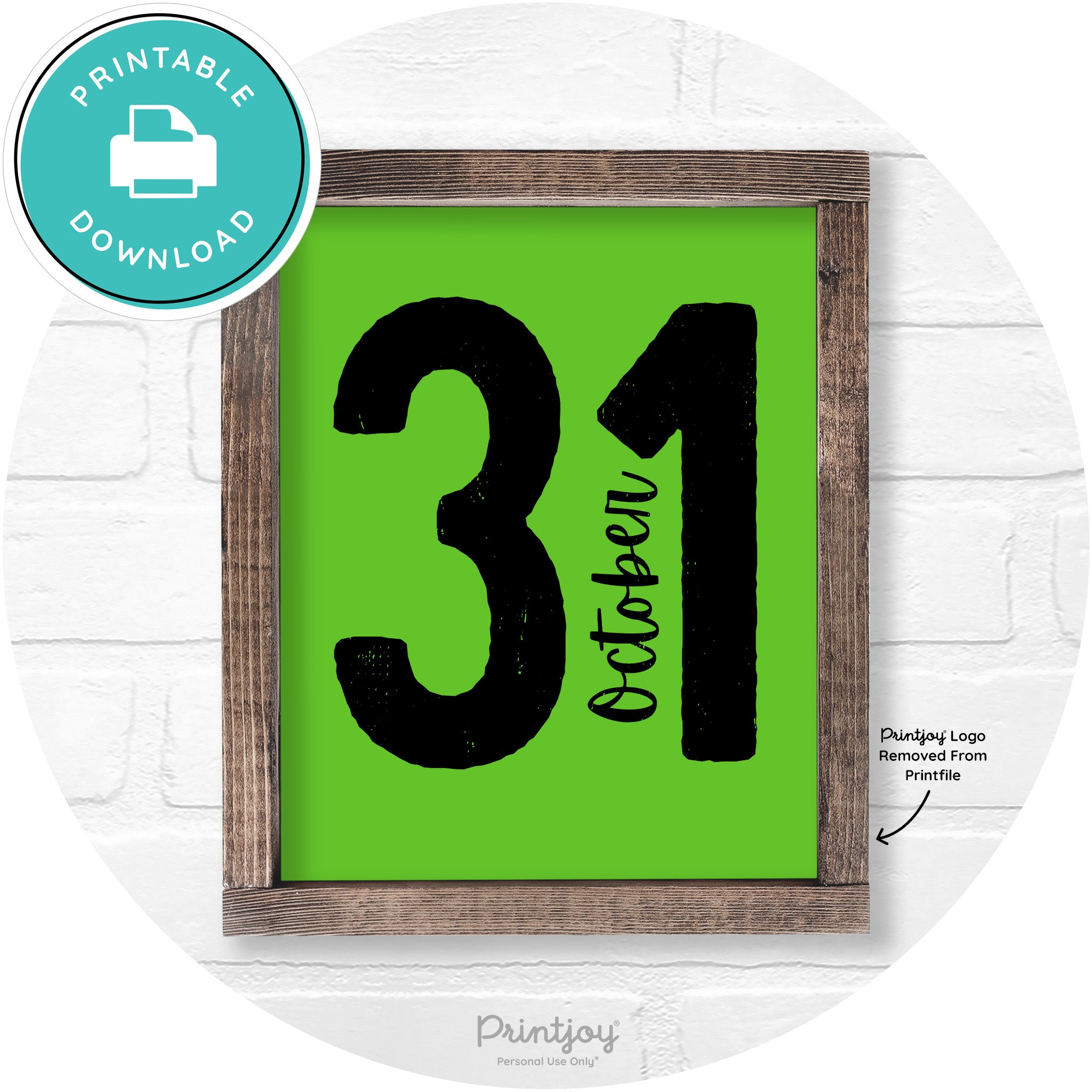 October 31 Halloween Rustic Farmhouse Wall Art Free Printable - Printjoy