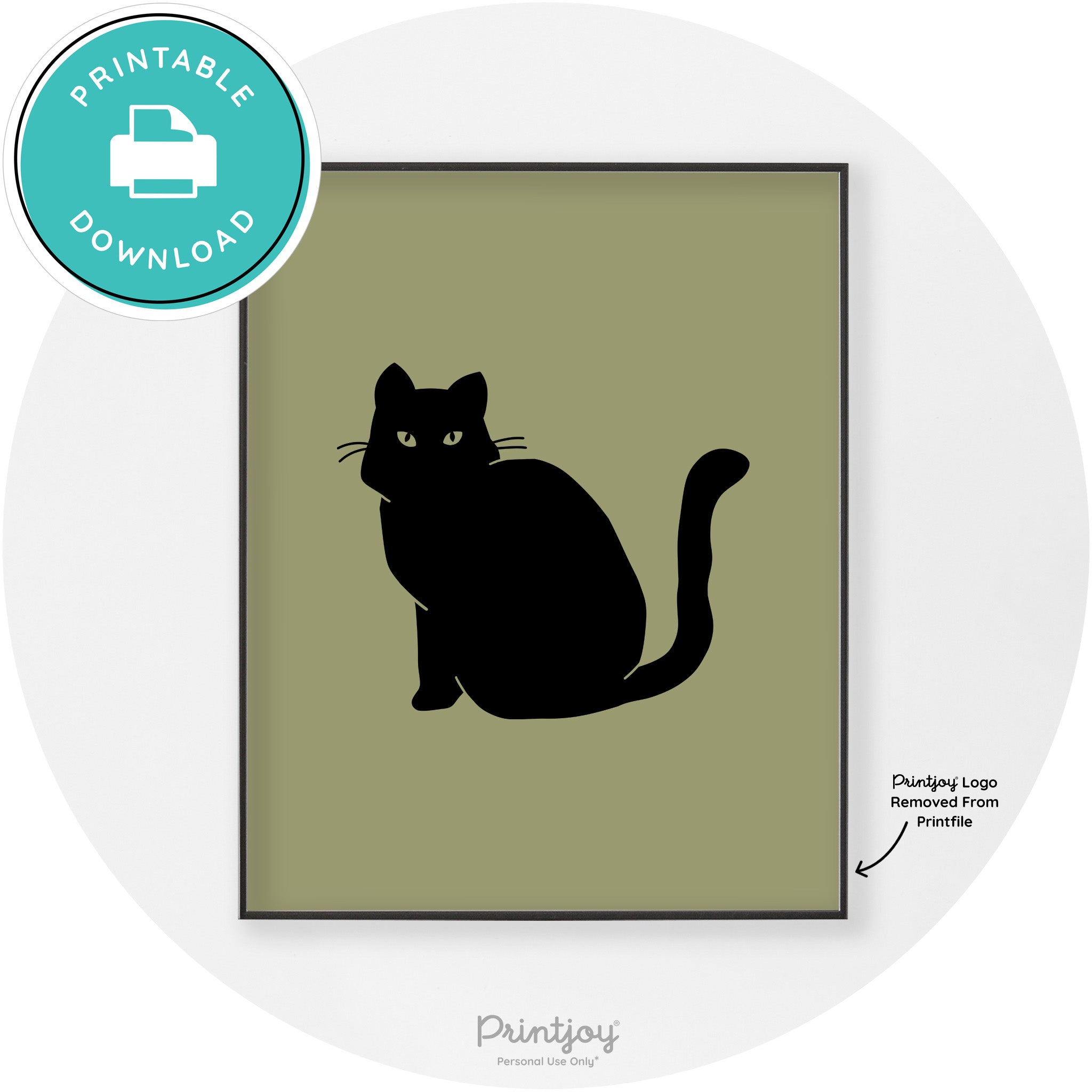 Halloween Spooky Cat Modern Chic Wall Art Decor Printable - Printjoy