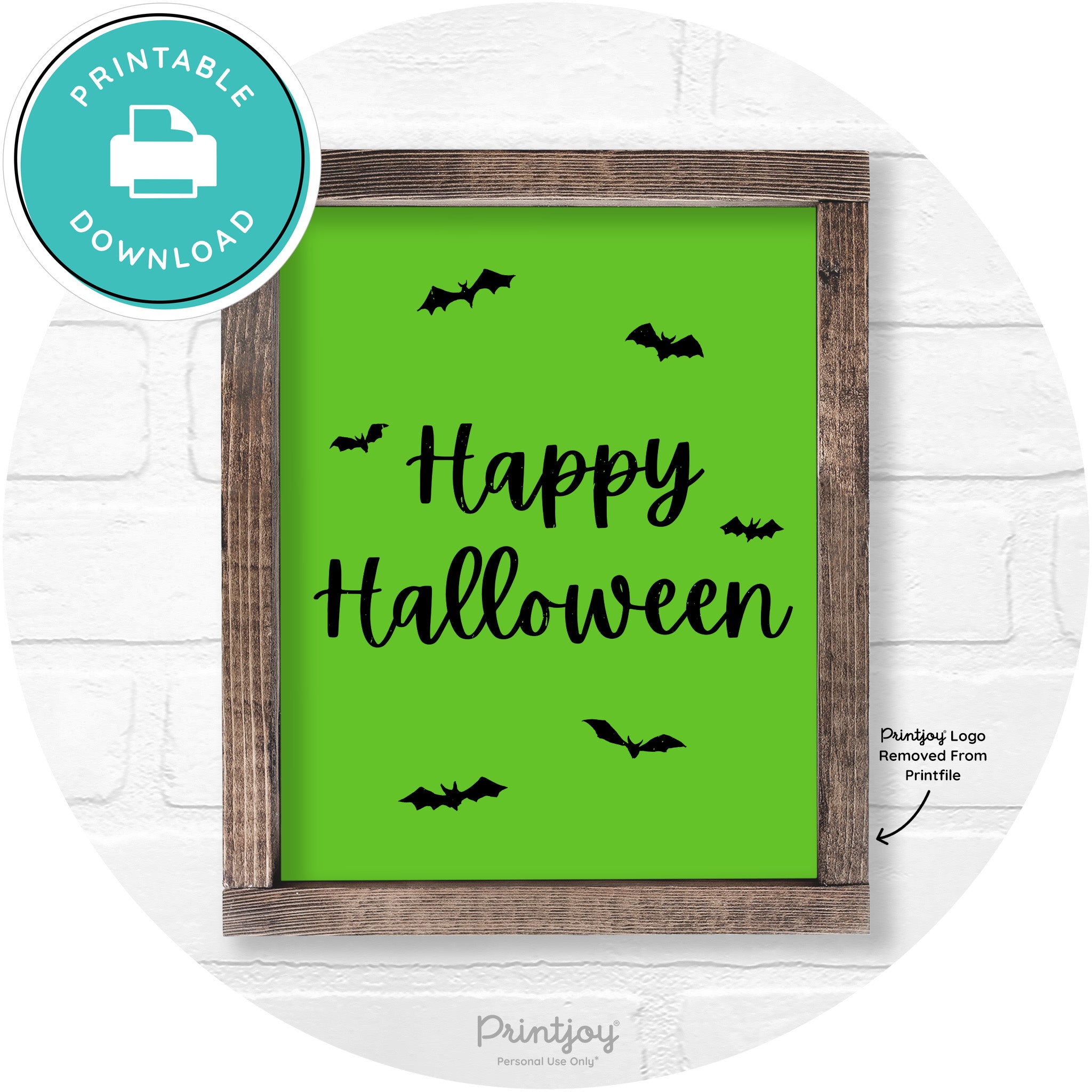 Happy Halloween Bats Rustic Farmhouse Wall Art Free Printable - Printjoy